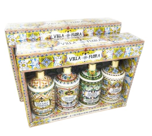 Sicilian Deruta Hand Soap Collection - Plastic Bottles Italian Citrus Lemon Verbena Gardenia Lily Coconut Lime