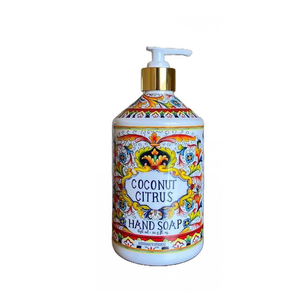 Sicilian Deruta Hand Soap Collection - Plastic Bottles Italian Citrus Lemon Verbena Gardenia Lily Coconut Lime