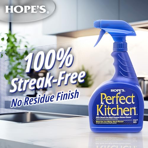 HOPE'S Perfect Kitchen Cleaner Spray - 32 Oz No-Residue All Purpose Cleaning Spray - Multisurface Degreaser for Counters, Stoves, Microwaves, and More - Pet and Home Safe