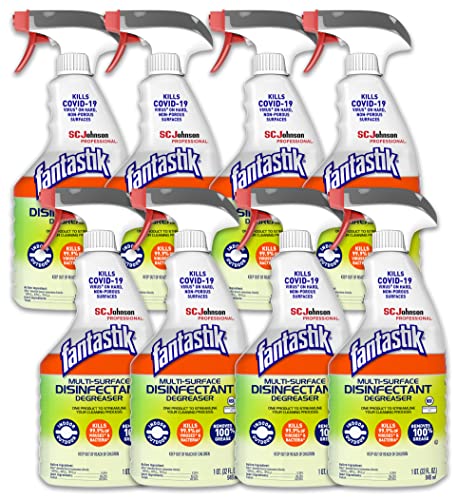 SC Johnson Professional Fantastik Disinfectant Multi-Surface Cleaner Spray Bottle 8, Ounce (Pack of 8), Fresh, 32 Fl Oz