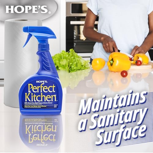 HOPE'S Perfect Kitchen Cleaner Spray - 32 Oz No-Residue All Purpose Cleaning Spray - Multisurface Degreaser for Counters, Stoves, Microwaves, and More - Pet and Home Safe