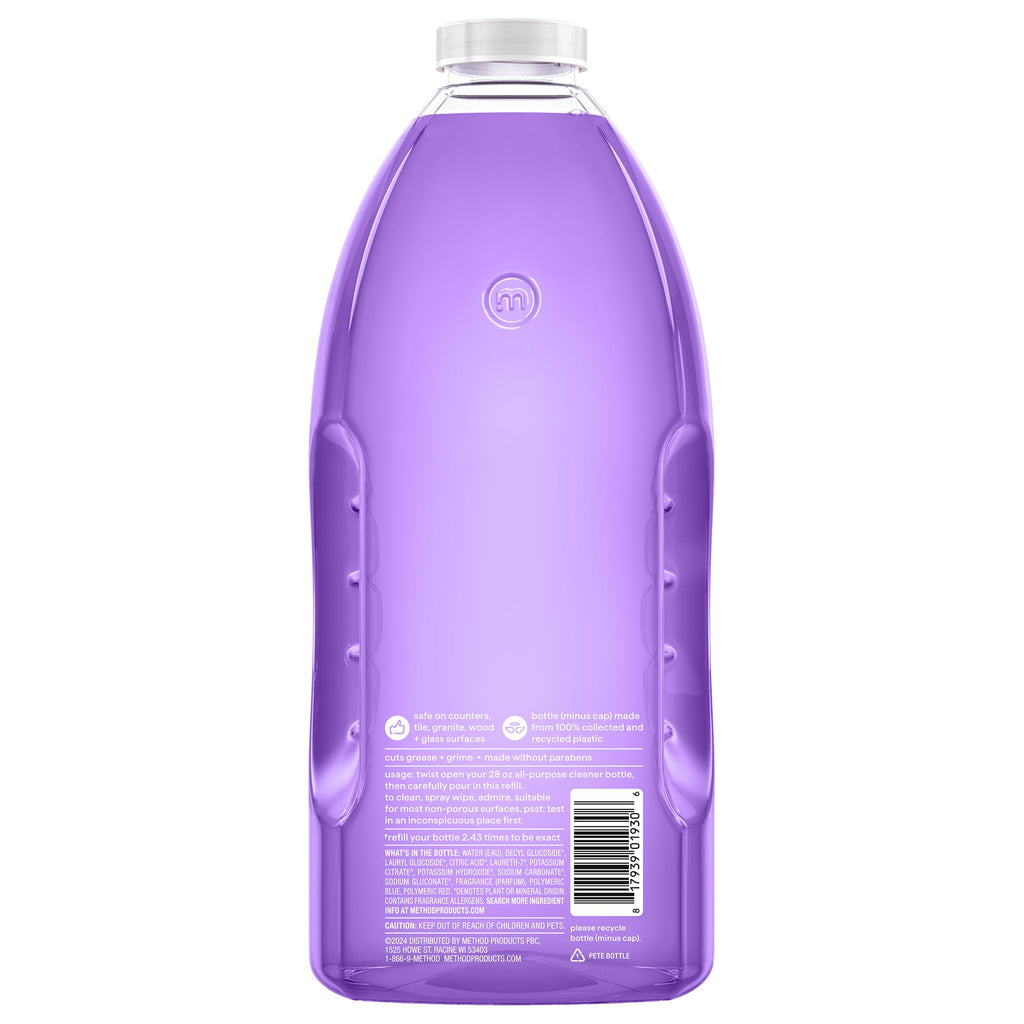 method All-Purpose Cleaner Refill, French Lavender - Cuts Grease & Grime on Counters, Glass, Sealed Wood & Floors, for Kitchen & Bathroom, 68 fl oz, 6 pack