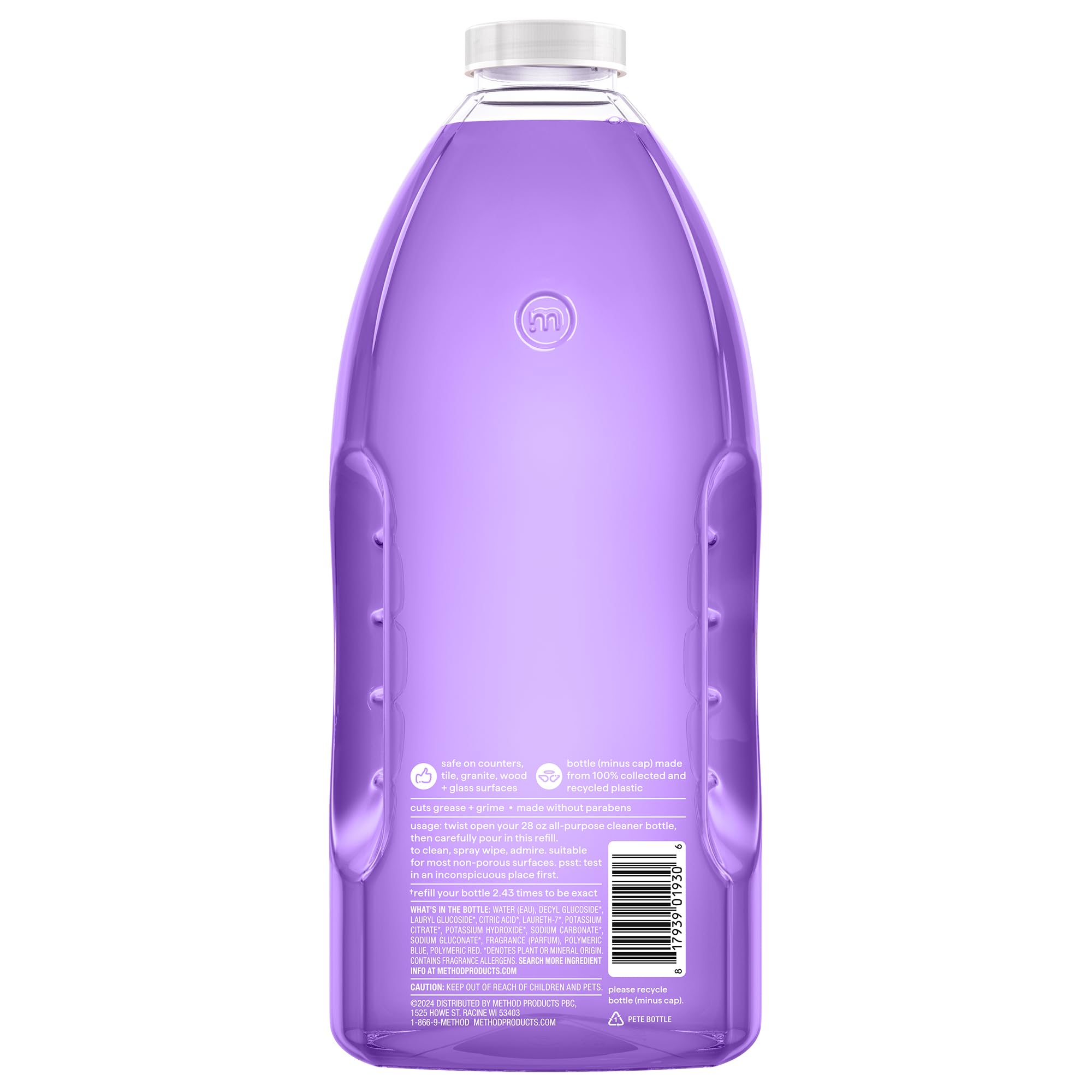method All-Purpose Cleaner Refill, French Lavender - Cuts Grease & Grime on Counters, Glass, Sealed Wood & Floors, for Kitchen & Bathroom, 68 fl oz, 6 pack