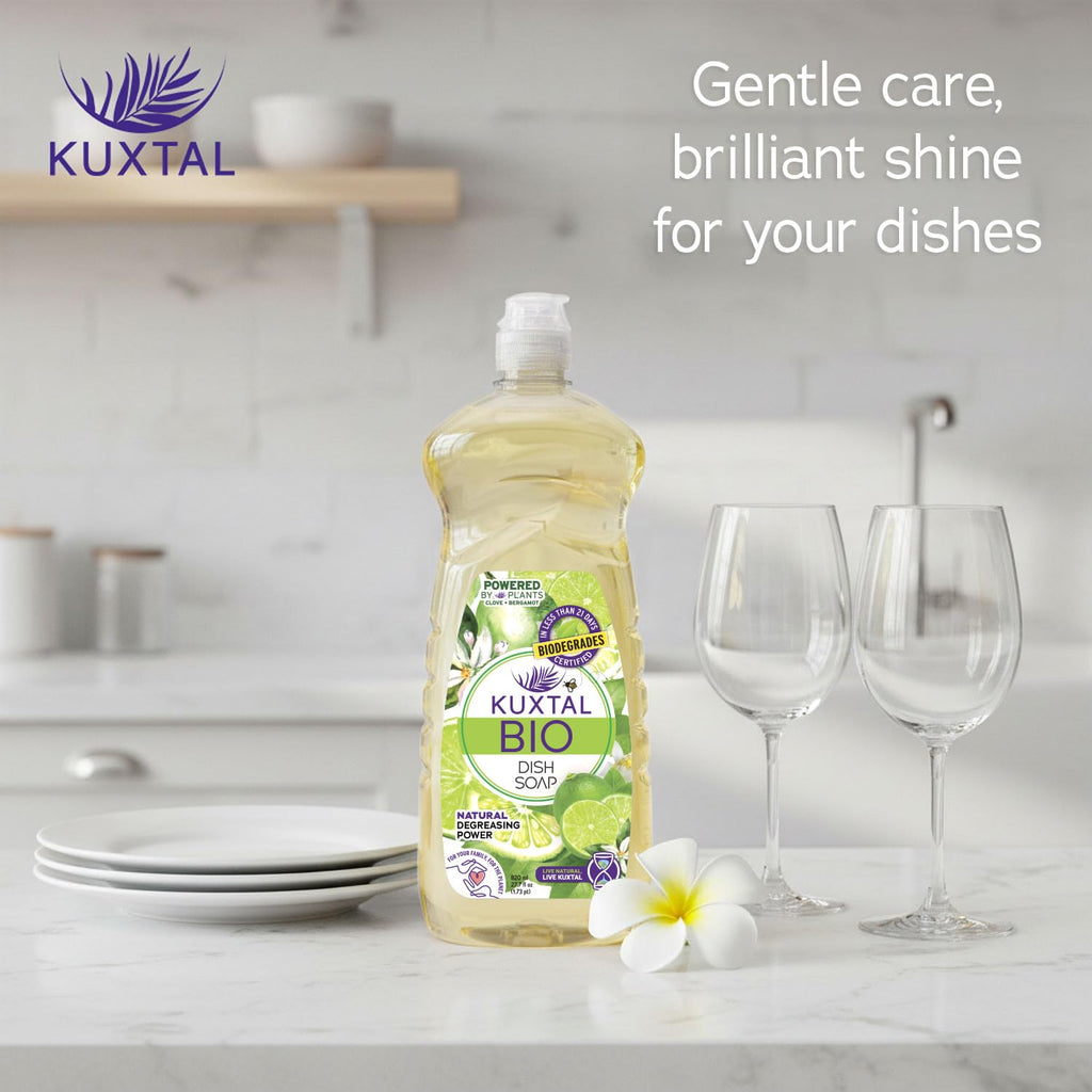 KUXTAL Dish Soap 3 Pack – Gentle on Hands, Powerful Grease Cutting, Biodegradable Plant-Based Formula for Hand Washing, Natural Citrus Scent, 27.7 fl oz Each