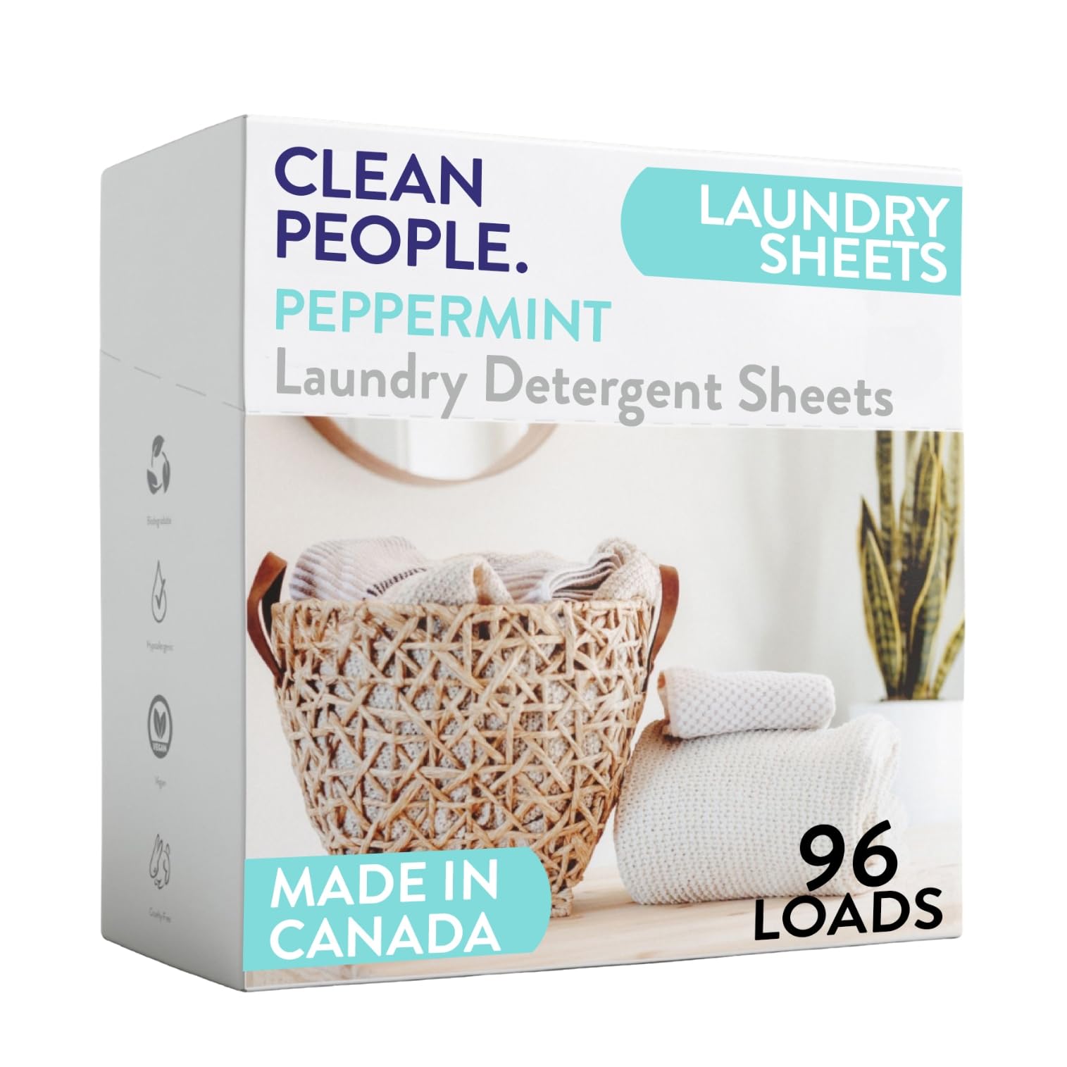 Clean People Laundry Detergent Sheets- Recyclable Packaging, Hypoallergenic, Stain Fighting, Works with All Machines including HE