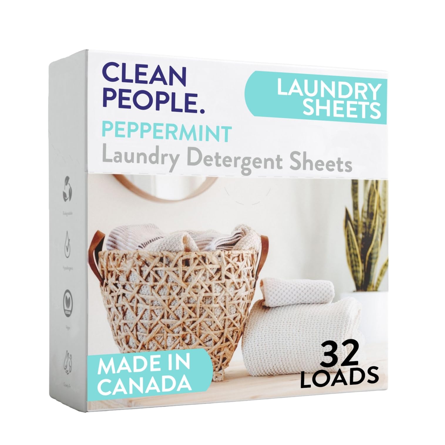 Clean People Laundry Detergent Sheets- Recyclable Packaging, Hypoallergenic, Stain Fighting, Works with All Machines including HE