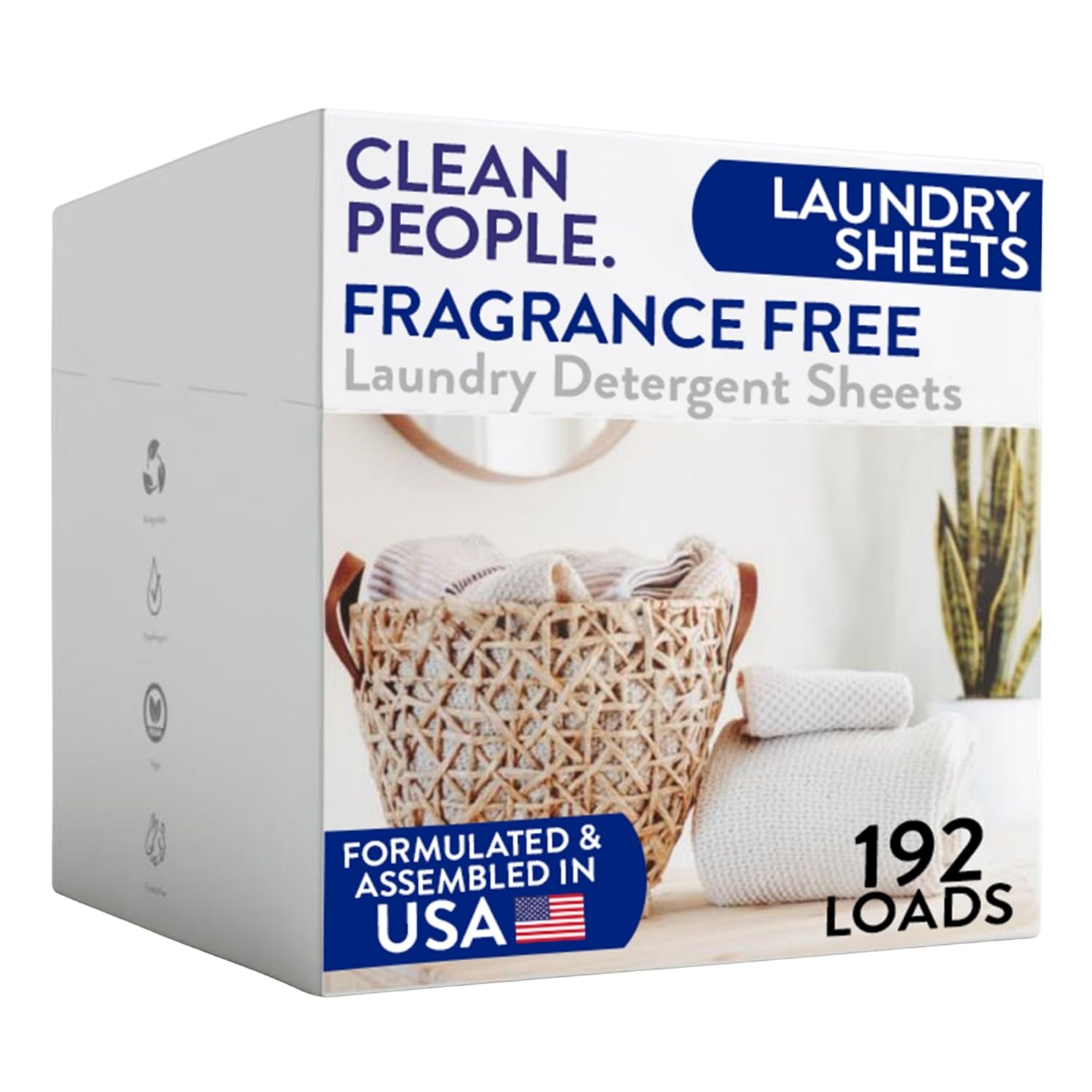 Clean People Laundry Detergent Sheets- Recyclable Packaging, Hypoallergenic, Stain Fighting, Works with All Machines including HE