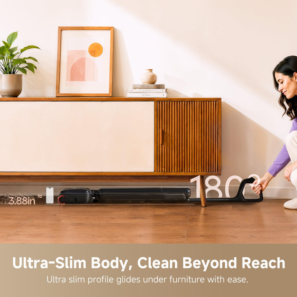 DREAME Aero Series Wet Dry Vacuum Mop, 3.88in Ultra-Slim, 0 Hair Tangle for Pet Owners, Auto Self-Cleaning Hard Floor Cleaning Machine, Powerful Suction Vacuum and Mop