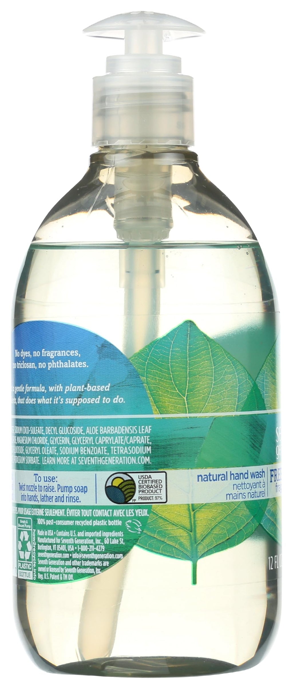 Seventh Generation Free&Clean All Liquid Bottle Hands Unisex Adult Softening skin cleaning agent