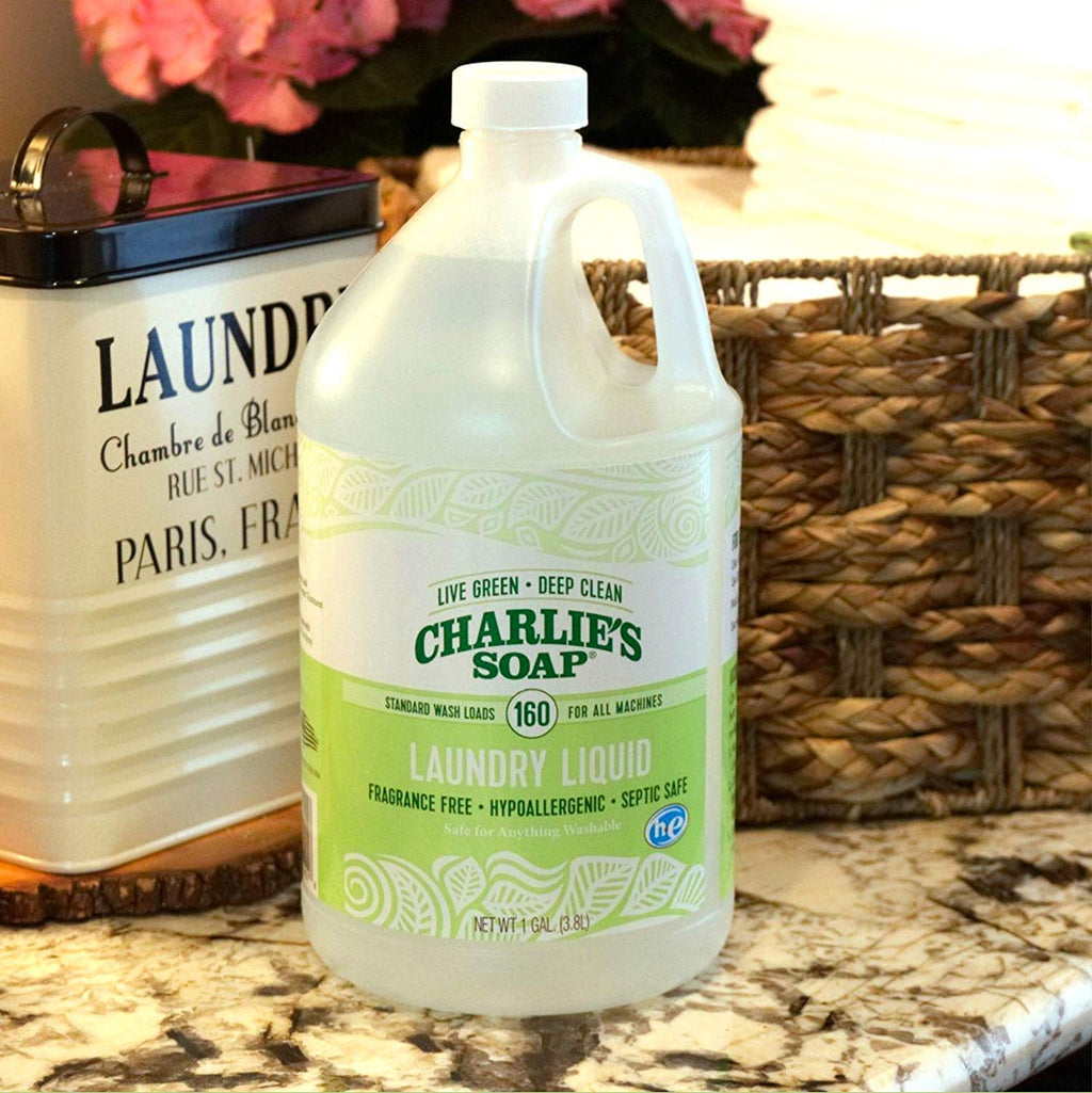 Charlie’s Soap Laundry Liquid with Pump (160 Loads, 1 Pack) Natural Deep Cleaning Hypoallergenic Laundry Detergent – Eco-Friendly, Safe and Effective