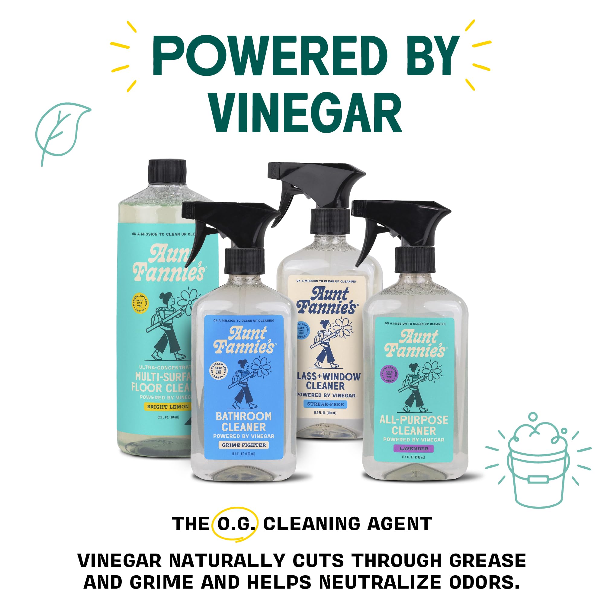 Aunt Fannie's All Purpose Cleaning Vinegar 16.9 Ounces, Multipurpose Surface Spray Cleaner