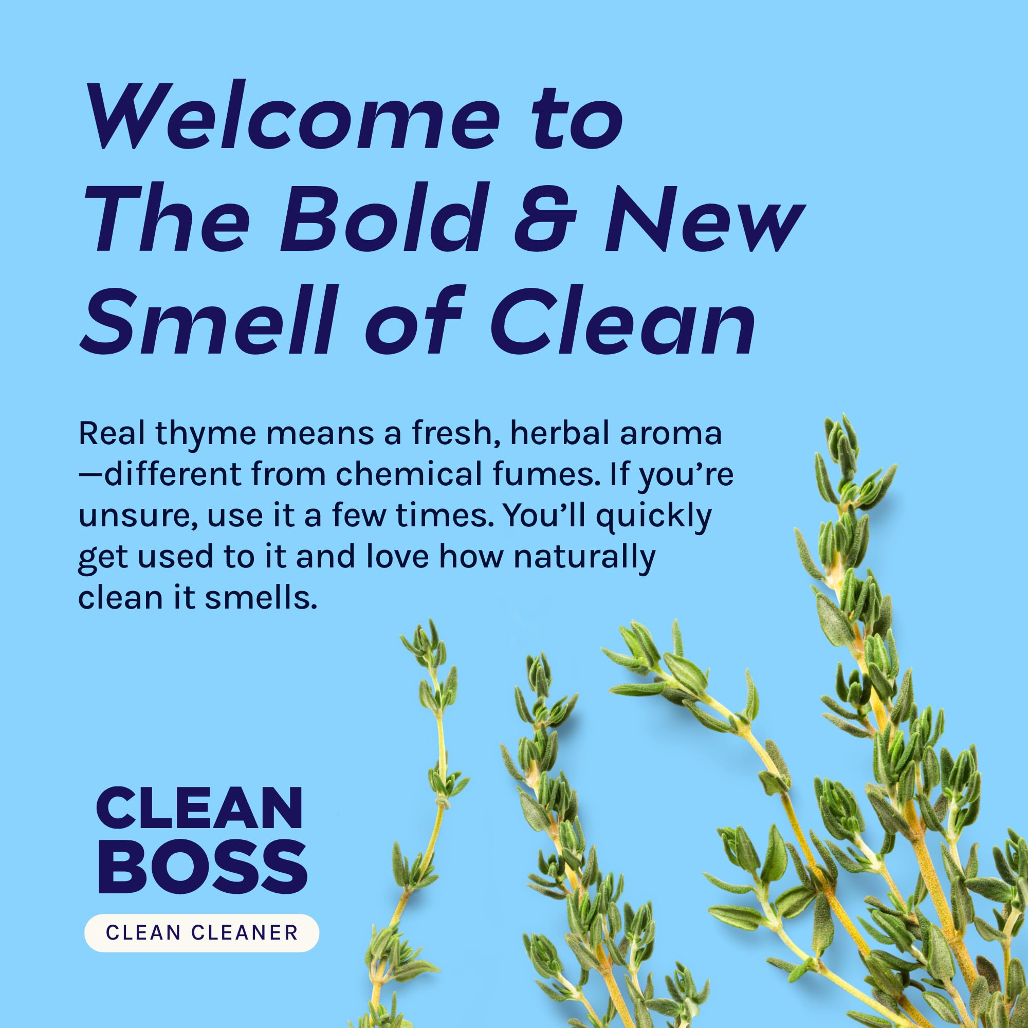 CleanBoss Botanical Disinfectant - 24 oz (Pack of 1) - Multi-Surface Cleaner - Kills 99.9% of Germs + Cold & Flu Viruses - Fresh Thyme Scent - No Rinse on Food Contact Surfaces - Pet Friendly
