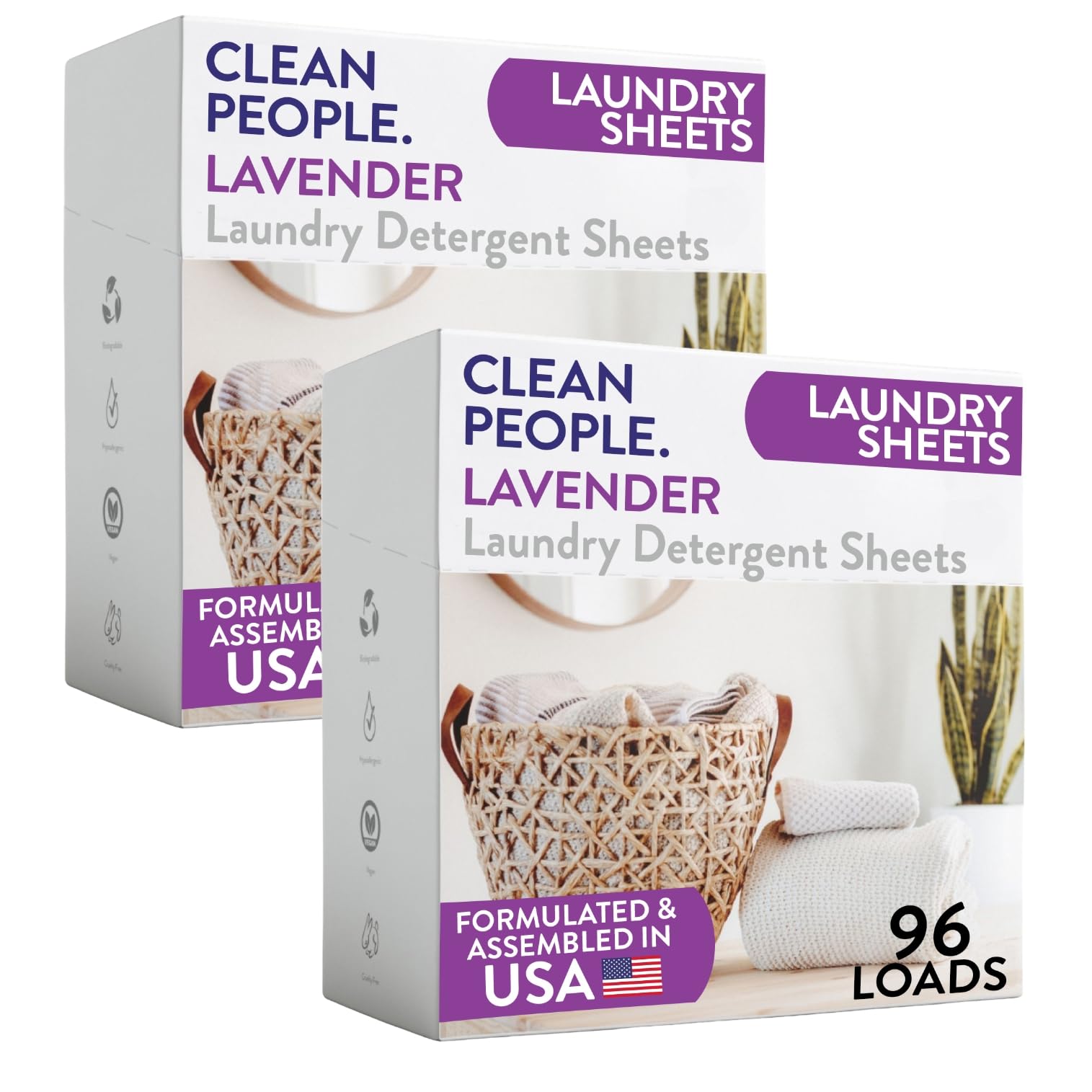 Clean People Laundry Detergent Sheets- Recyclable Packaging, Hypoallergenic, Stain Fighting, Works with All Machines including HE