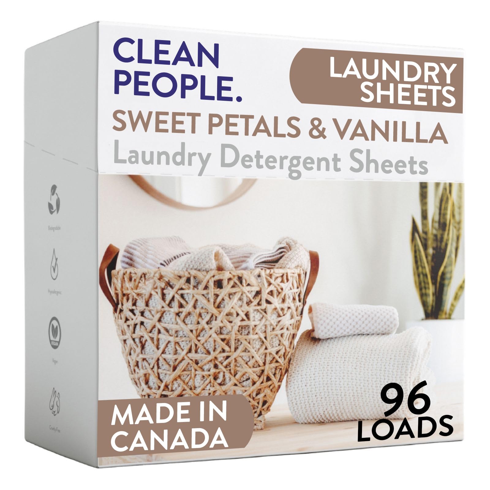 Clean People Laundry Detergent Sheets- Recyclable Packaging, Hypoallergenic, Stain Fighting, Works with All Machines including HE