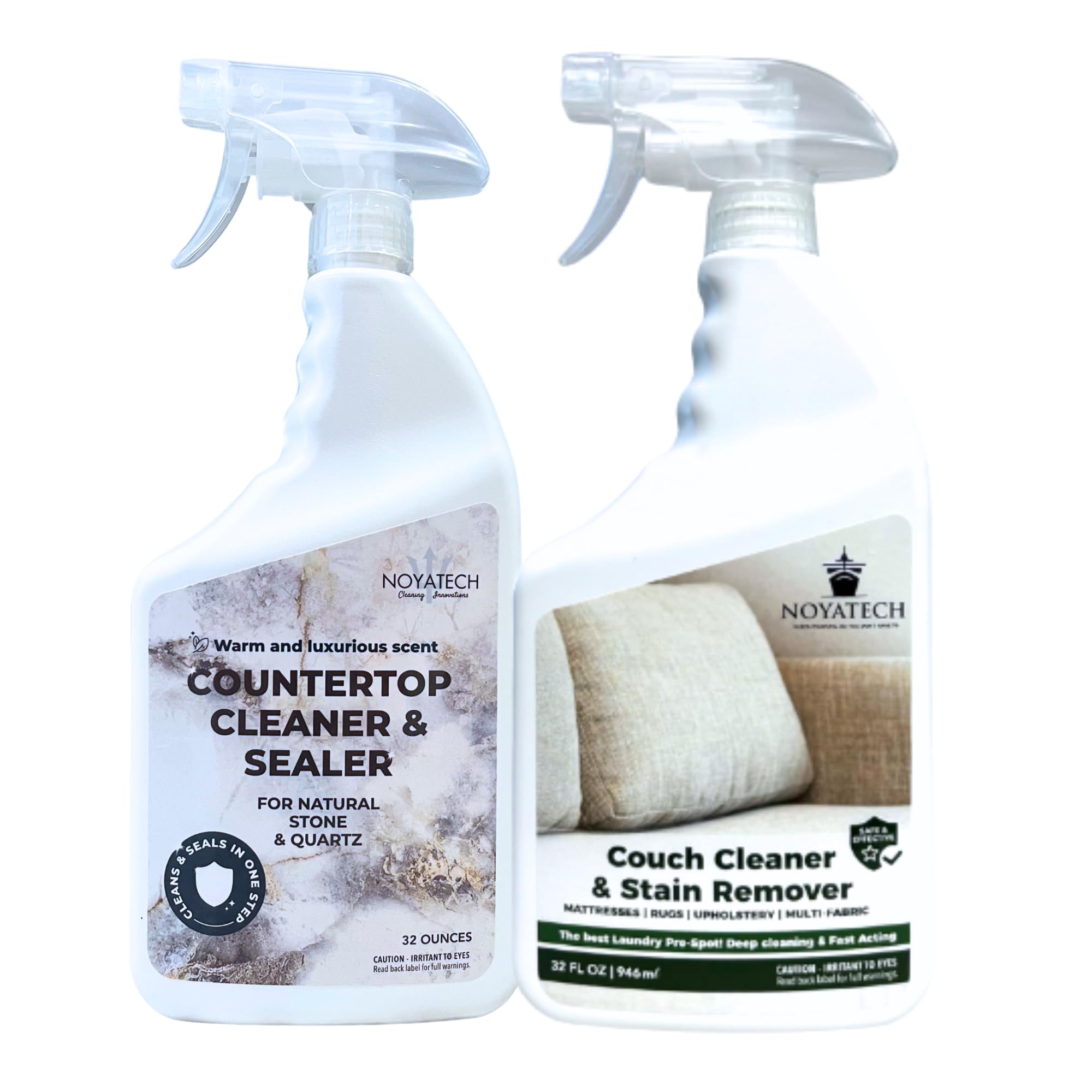NOYATECH Couch Cleaner & Stain Remover Spray | Non-Toxic Cleaner | Pet Safe & Kid Safe | Upholstery, Sofas, Mattresses, Car Seats & Fabric | Quick-Drying | 32 oz