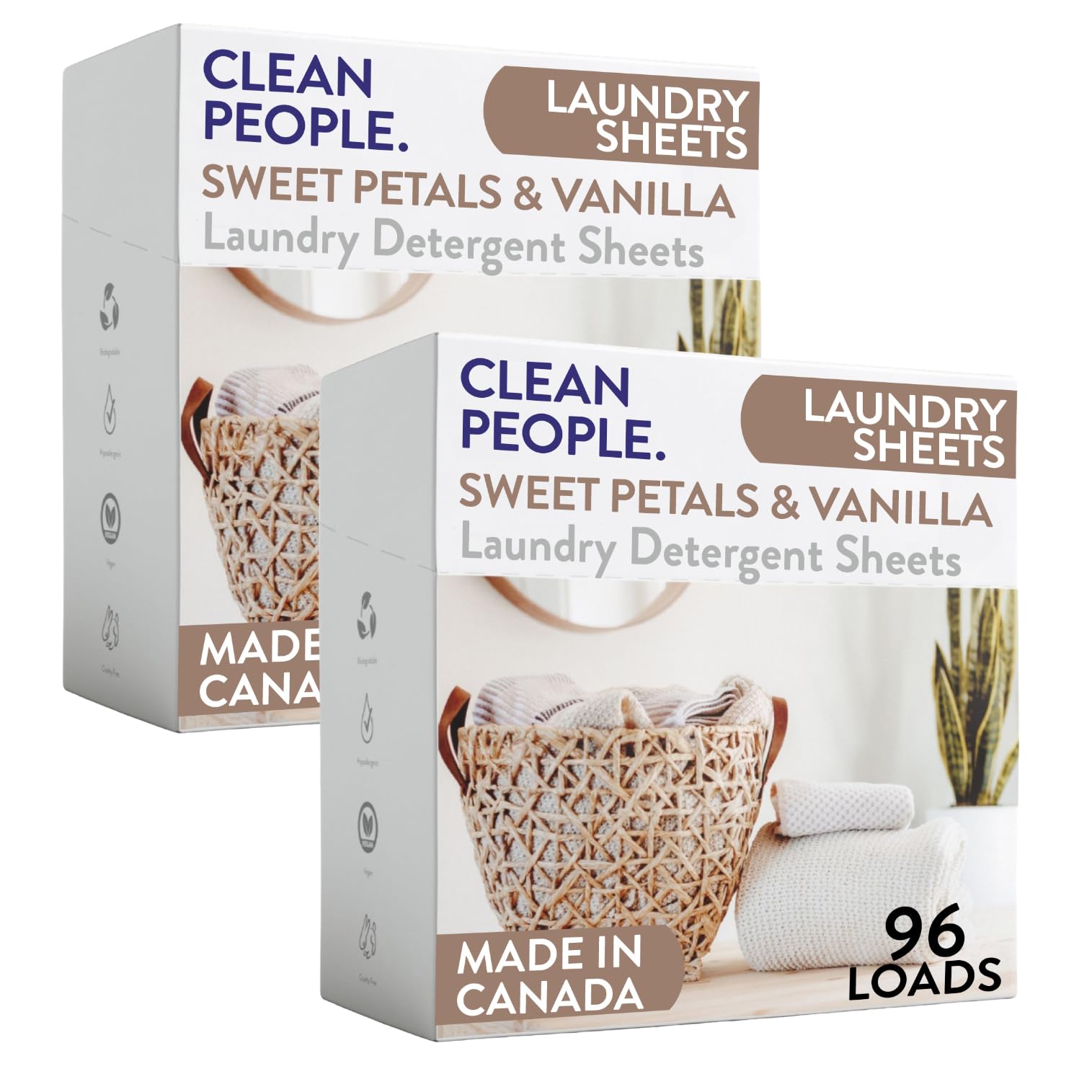 Clean People Laundry Detergent Sheets- Recyclable Packaging, Hypoallergenic, Stain Fighting, Works with All Machines including HE