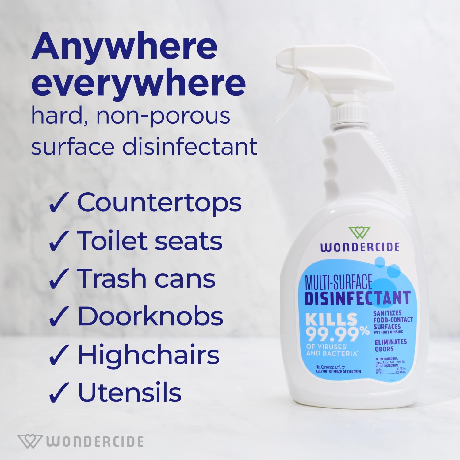 Wondercide Multi-Surface Disinfectant Spray Kills 99.99% Viruses & Bacteria