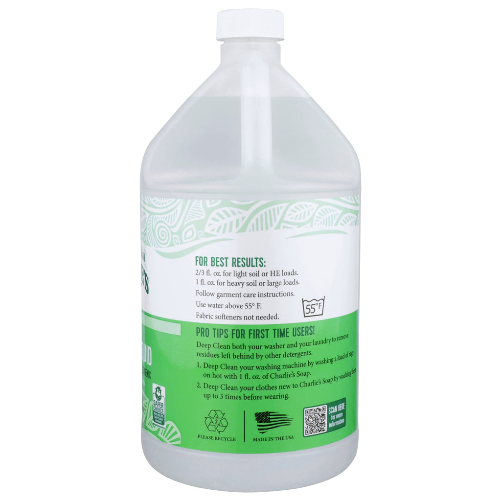 Charlie’s Soap Laundry Liquid with Pump (160 Loads, 1 Pack) Natural Deep Cleaning Hypoallergenic Laundry Detergent – Eco-Friendly, Safe and Effective