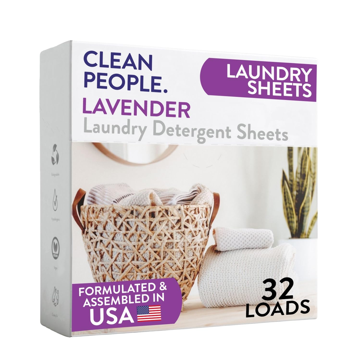 Clean People Laundry Detergent Sheets- Recyclable Packaging, Hypoallergenic, Stain Fighting, Works with All Machines including HE