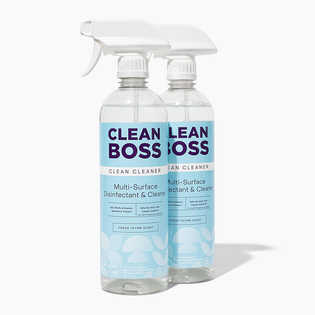 CleanBoss Botanical Disinfectant - 24 oz (Pack of 1) - Multi-Surface Cleaner - Kills 99.9% of Germs + Cold & Flu Viruses - Fresh Thyme Scent - No Rinse on Food Contact Surfaces - Pet Friendly