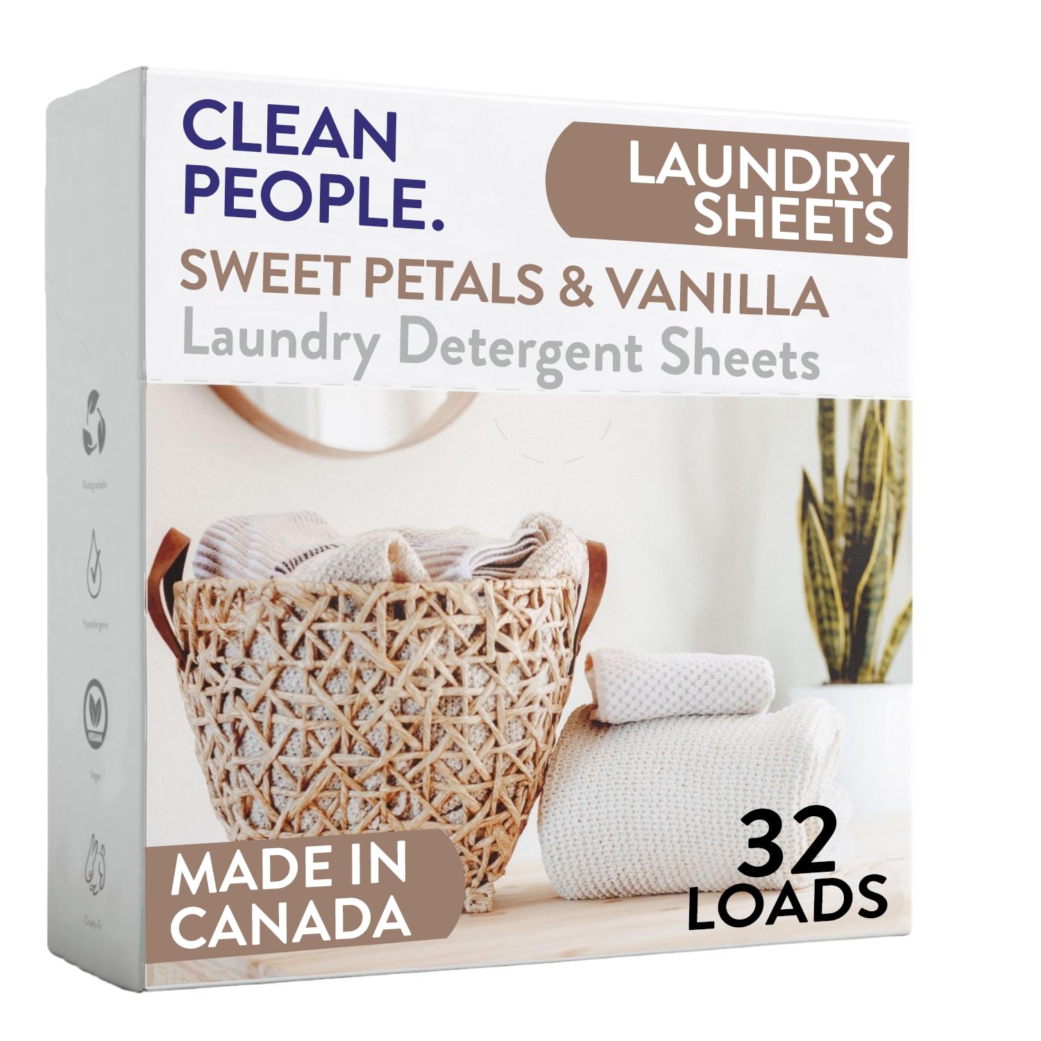 Clean People Laundry Detergent Sheets- Recyclable Packaging, Hypoallergenic, Stain Fighting, Works with All Machines including HE