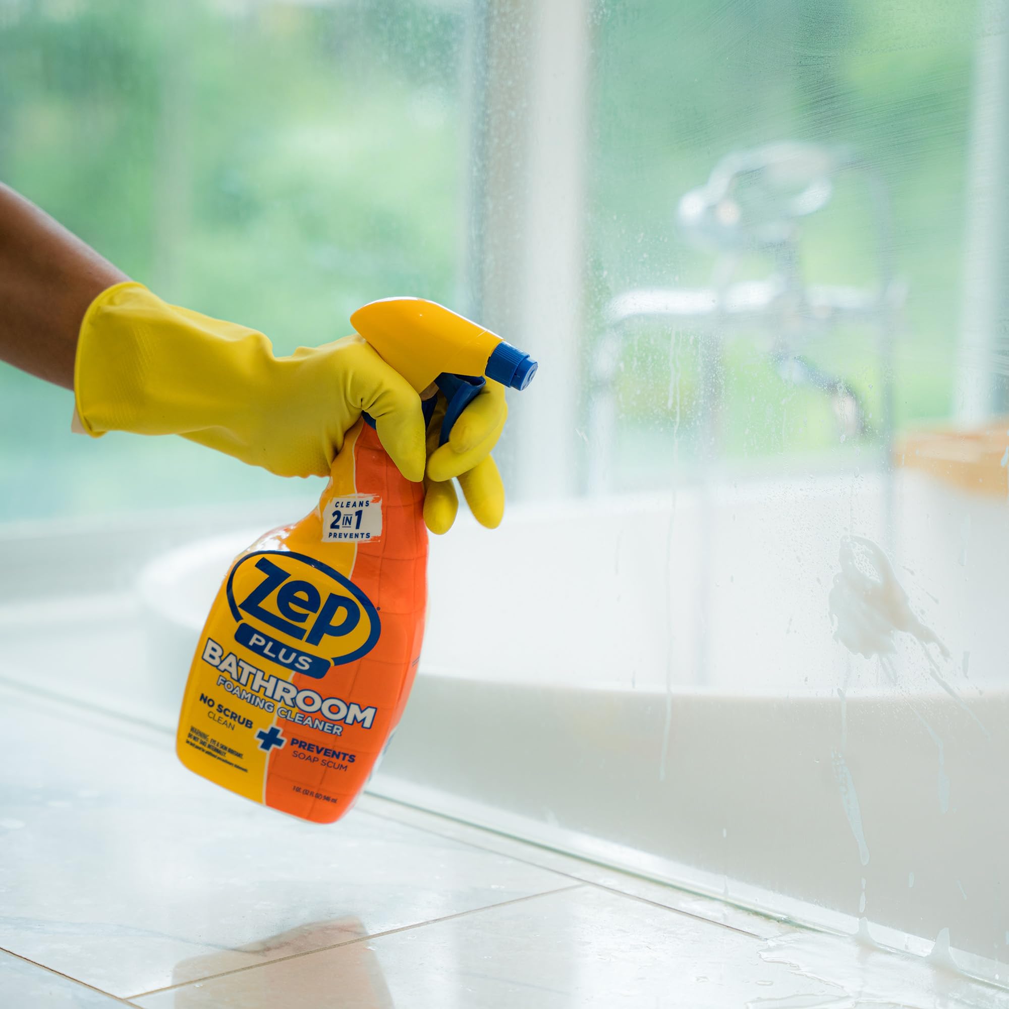 Zep Plus Bathroom Foaming Cleaner (Case of 12) - R54012 - Keep Your Bathroom Clean + Protect From Future Soap Scum Buildup