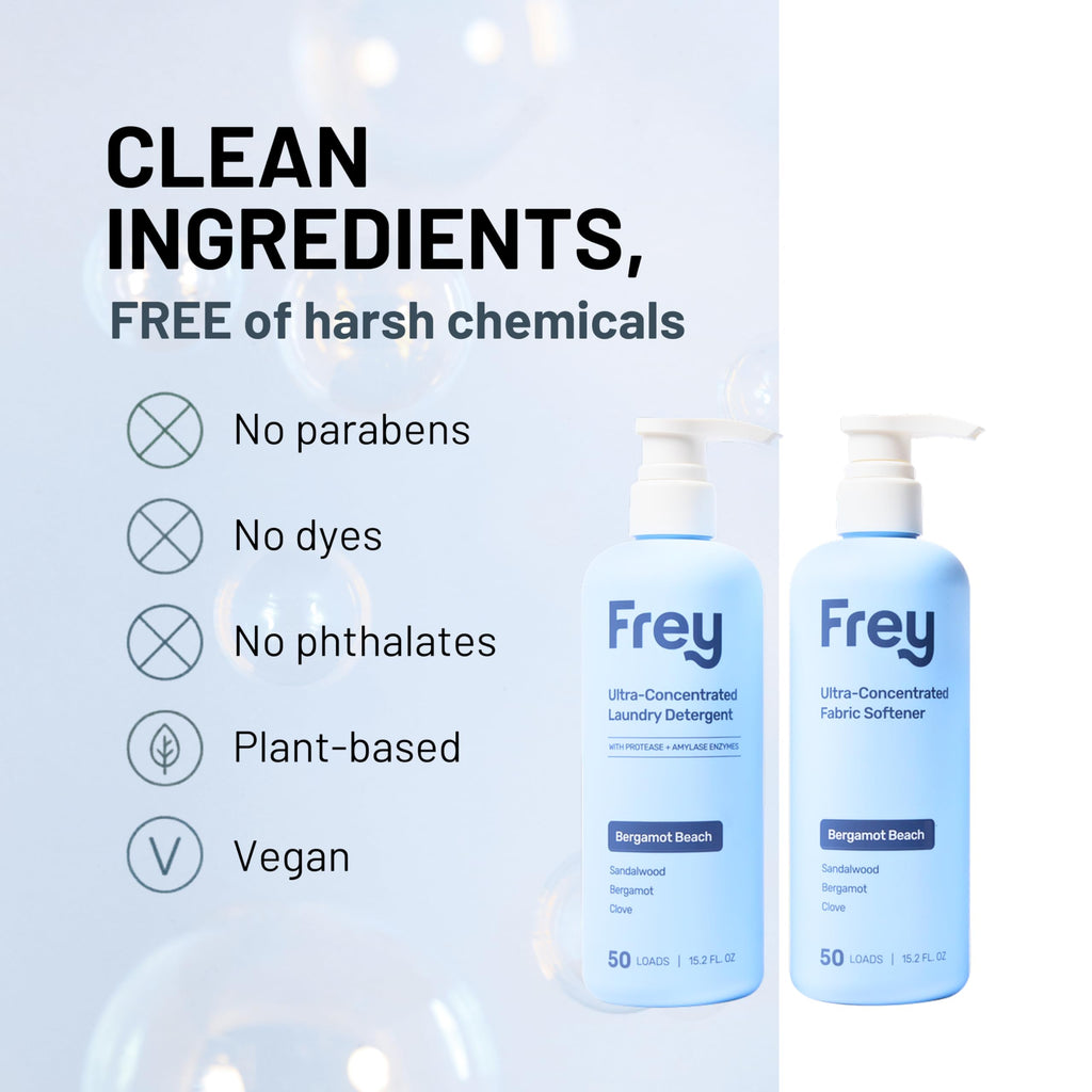 FREY Full Wash Laundry Care Bundle - Concentrated Liquid Laundry Detergent & Fabric Softener