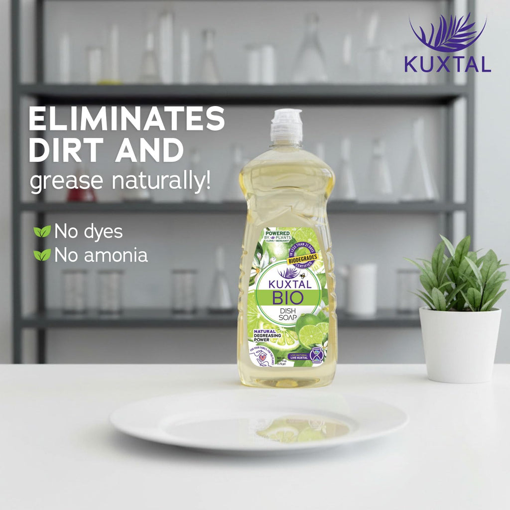 KUXTAL Dish Soap 3 Pack – Gentle on Hands, Powerful Grease Cutting, Biodegradable Plant-Based Formula for Hand Washing, Natural Citrus Scent, 27.7 fl oz Each