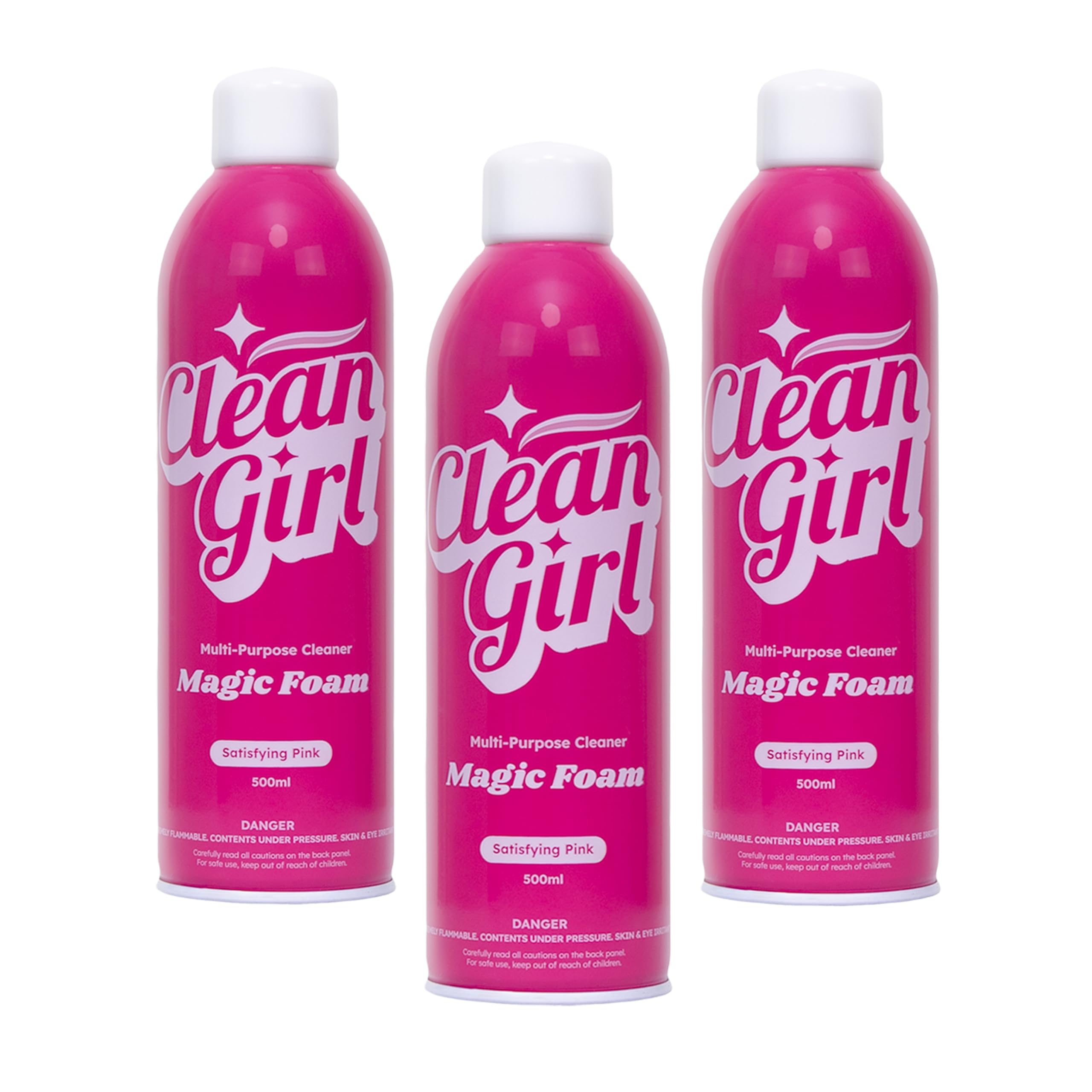 Clean Girl Magic Foam Multi Purpose Cleaner Spray, Pink Foam Bathroom Cleaner, Kitchen Degreaser, Shower Cleaner, Tile, Sink, Glass, Countertop & Floor Cleaning Spray, Grease + Grime Remover 500ml