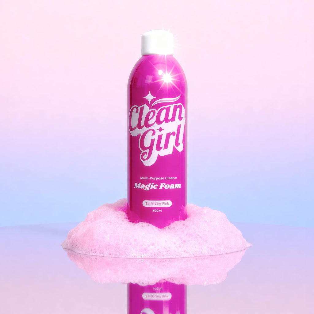 Clean Girl Magic Foam Multi Purpose Cleaner Spray, Pink Foam Bathroom Cleaner, Kitchen Degreaser, Shower Cleaner, Tile, Sink, Glass, Countertop & Floor Cleaning Spray, Grease + Grime Remover 500ml