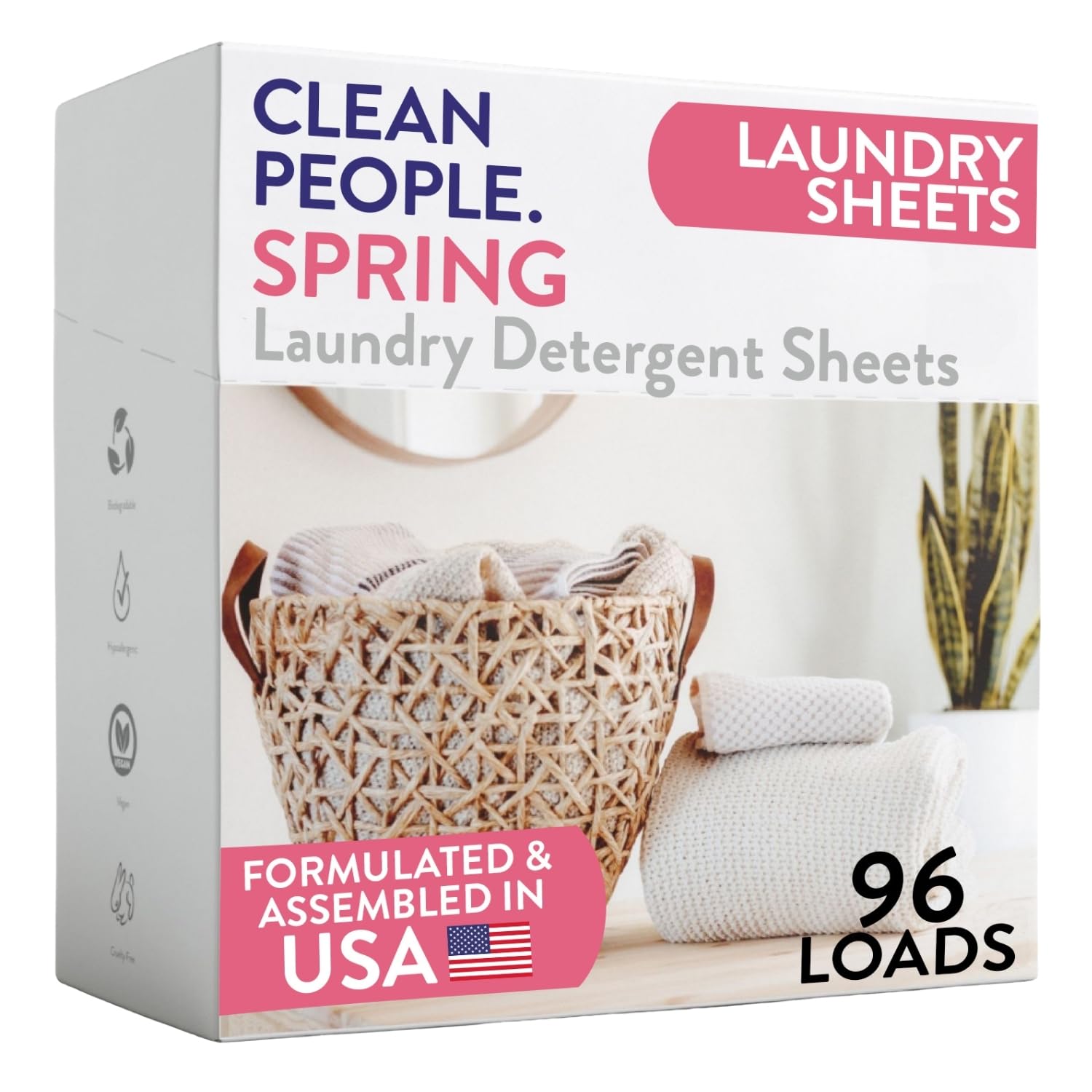Clean People Laundry Detergent Sheets- Recyclable Packaging, Hypoallergenic, Stain Fighting, Works with All Machines including HE