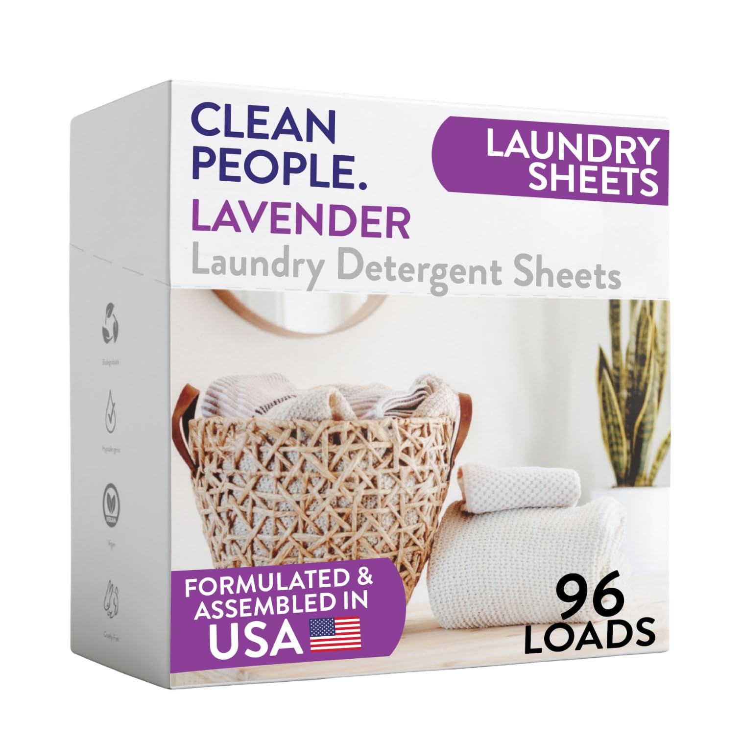 Clean People Laundry Detergent Sheets- Recyclable Packaging, Hypoallergenic, Stain Fighting, Works with All Machines including HE