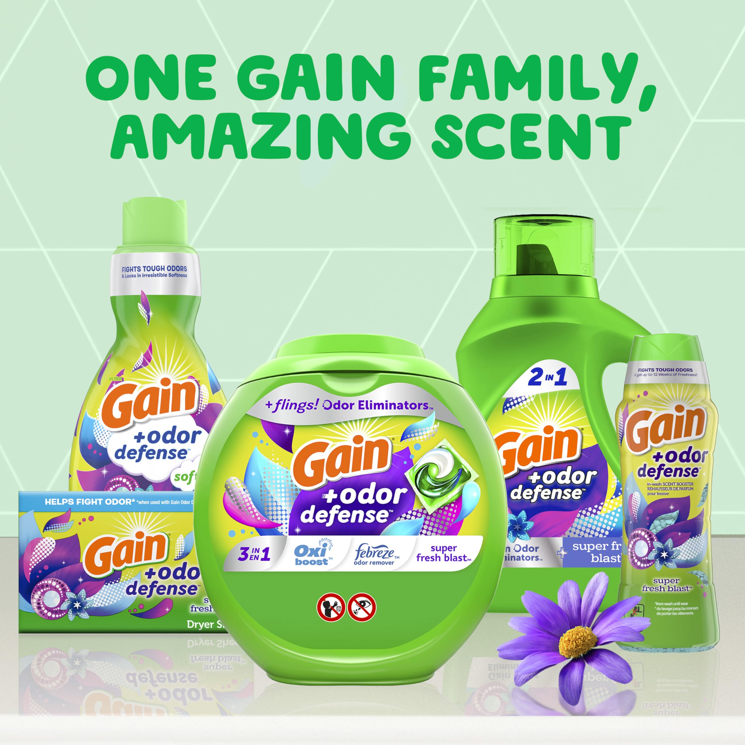 Gain + Odor Defense Liquid Laundry Detergent, Super Fresh Blast Scent, 113 Oz, 78 Loads, HE Compatible