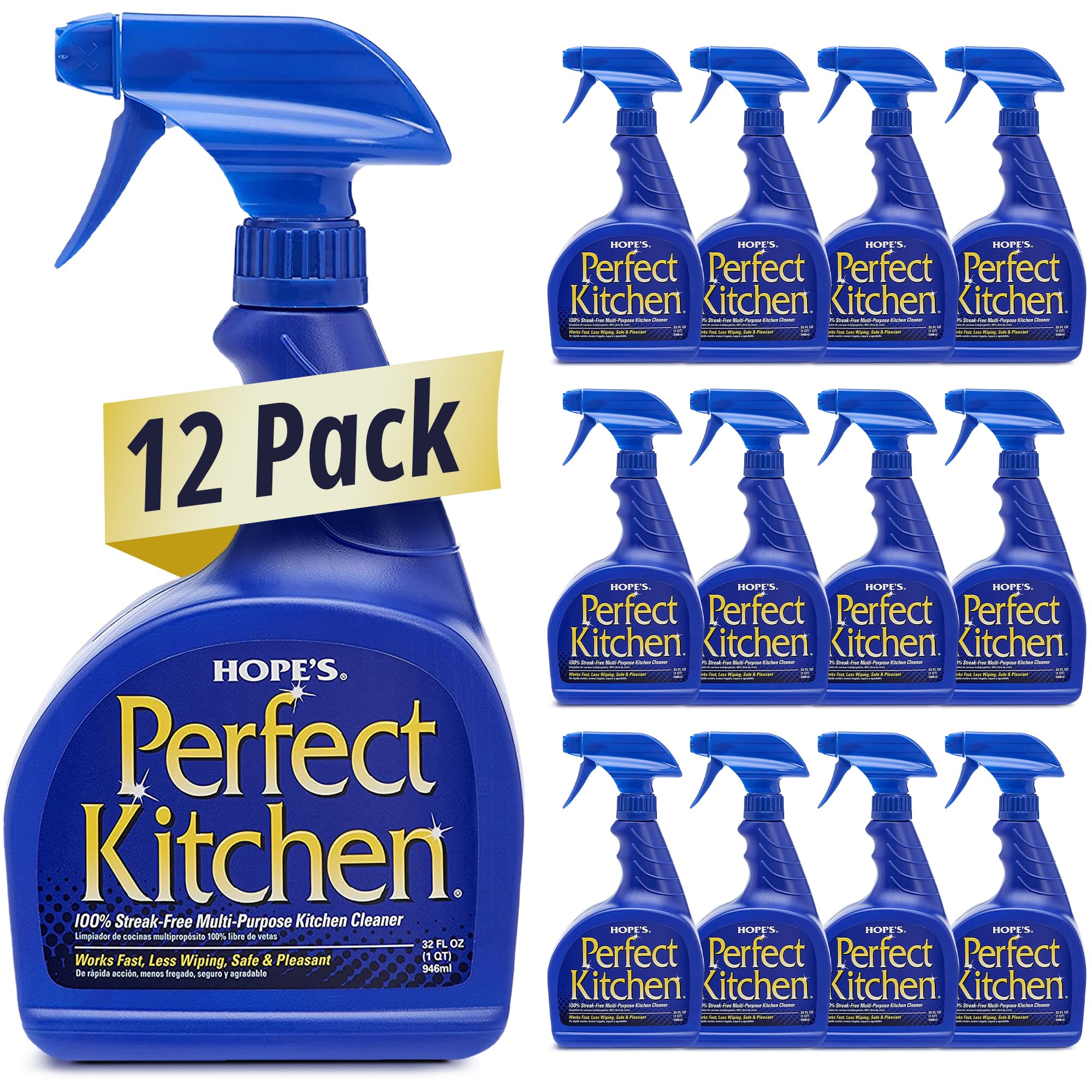 HOPE'S Perfect Kitchen Cleaner Spray - 32 Oz No-Residue All Purpose Cleaning Spray - Multisurface Degreaser for Counters, Stoves, Microwaves, and More - Pet and Home Safe