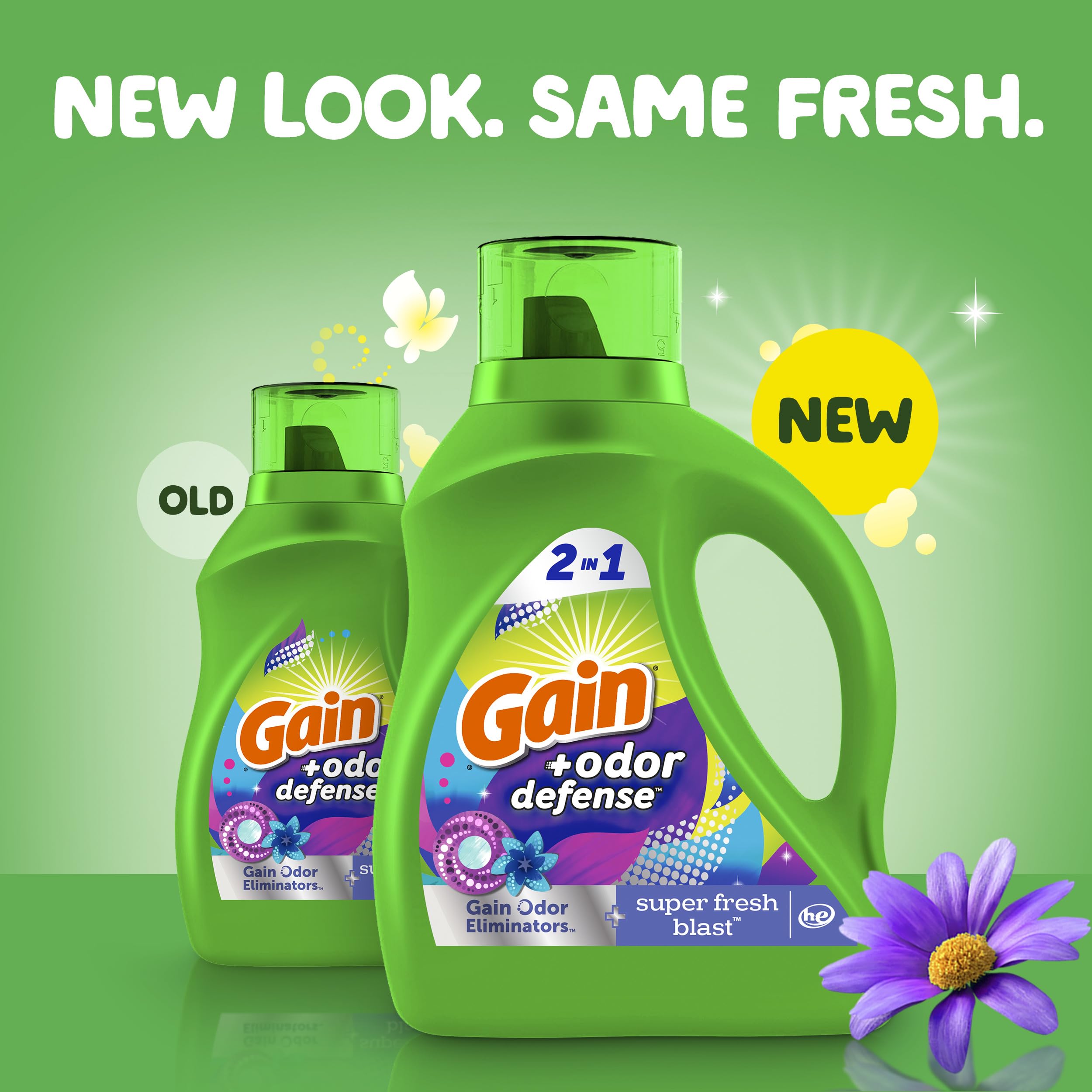 Gain + Odor Defense Liquid Laundry Detergent, Super Fresh Blast Scent, 113 Oz, 78 Loads, HE Compatible