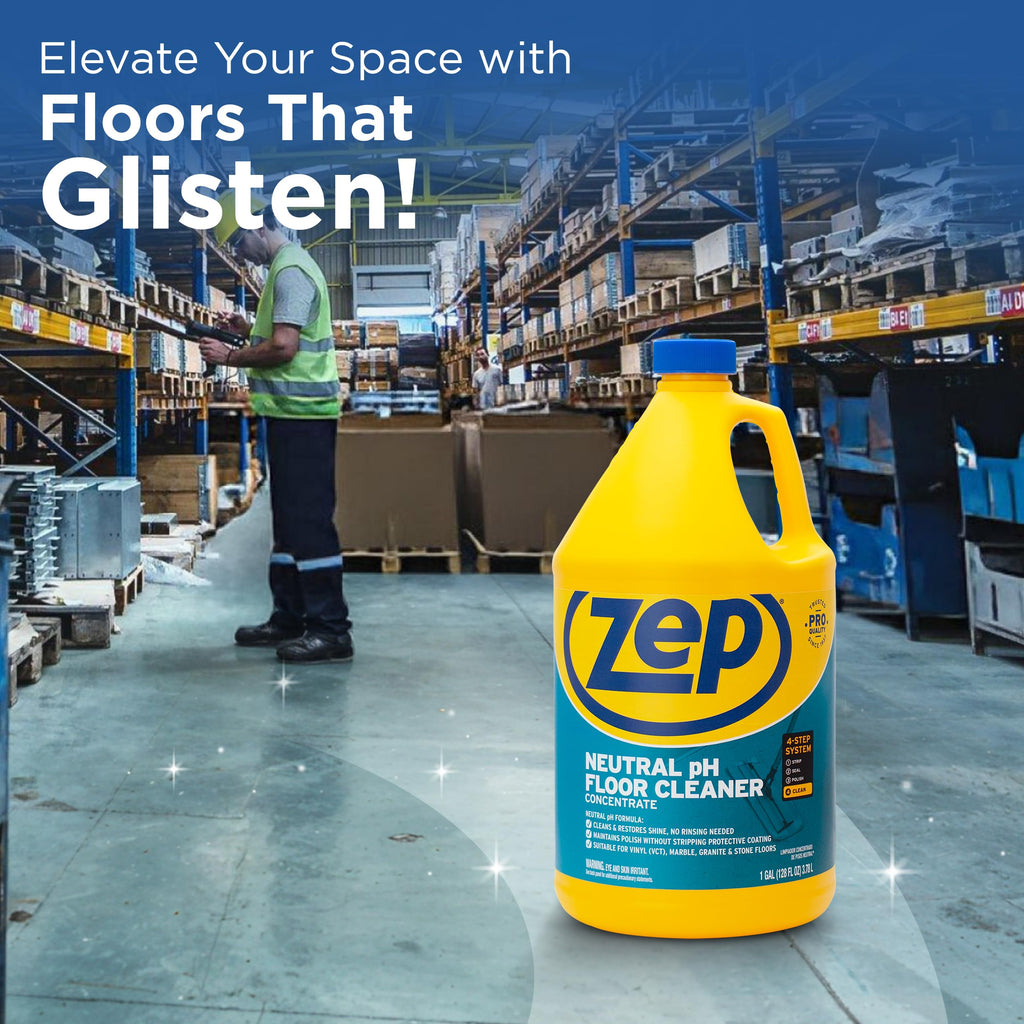 Zep Neutral pH Industrial Floor Cleaner - ZUNEUT128 - Concentrated Pro Trusted All-Purpose Floor Cleaner