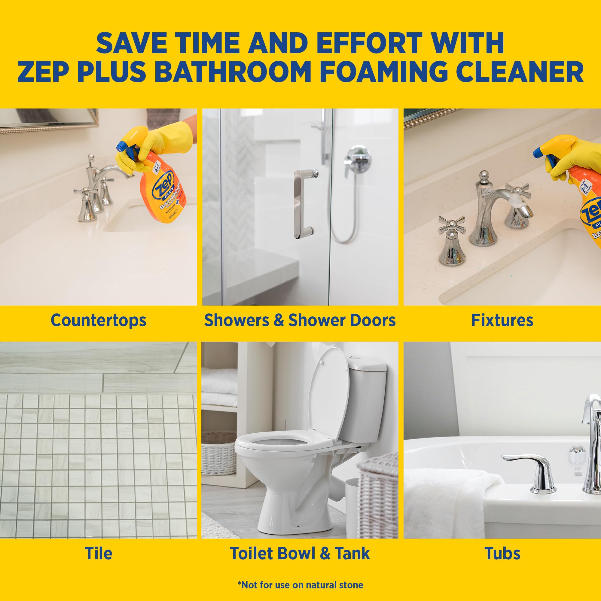 Zep Plus Bathroom Foaming Cleaner (Case of 12) - R54012 - Keep Your Bathroom Clean + Protect From Future Soap Scum Buildup