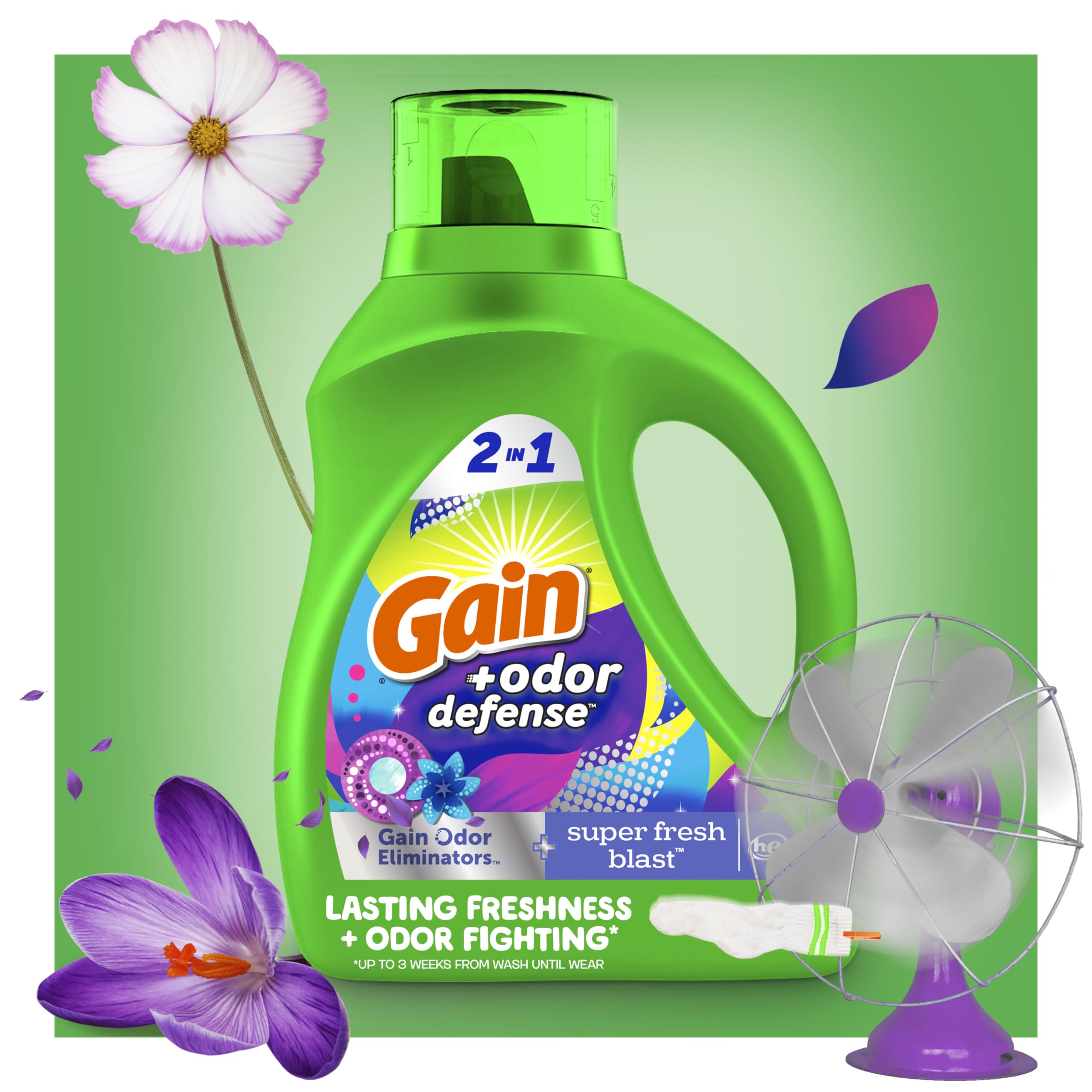 Gain + Odor Defense Liquid Laundry Detergent, Super Fresh Blast Scent, 113 Oz, 78 Loads, HE Compatible
