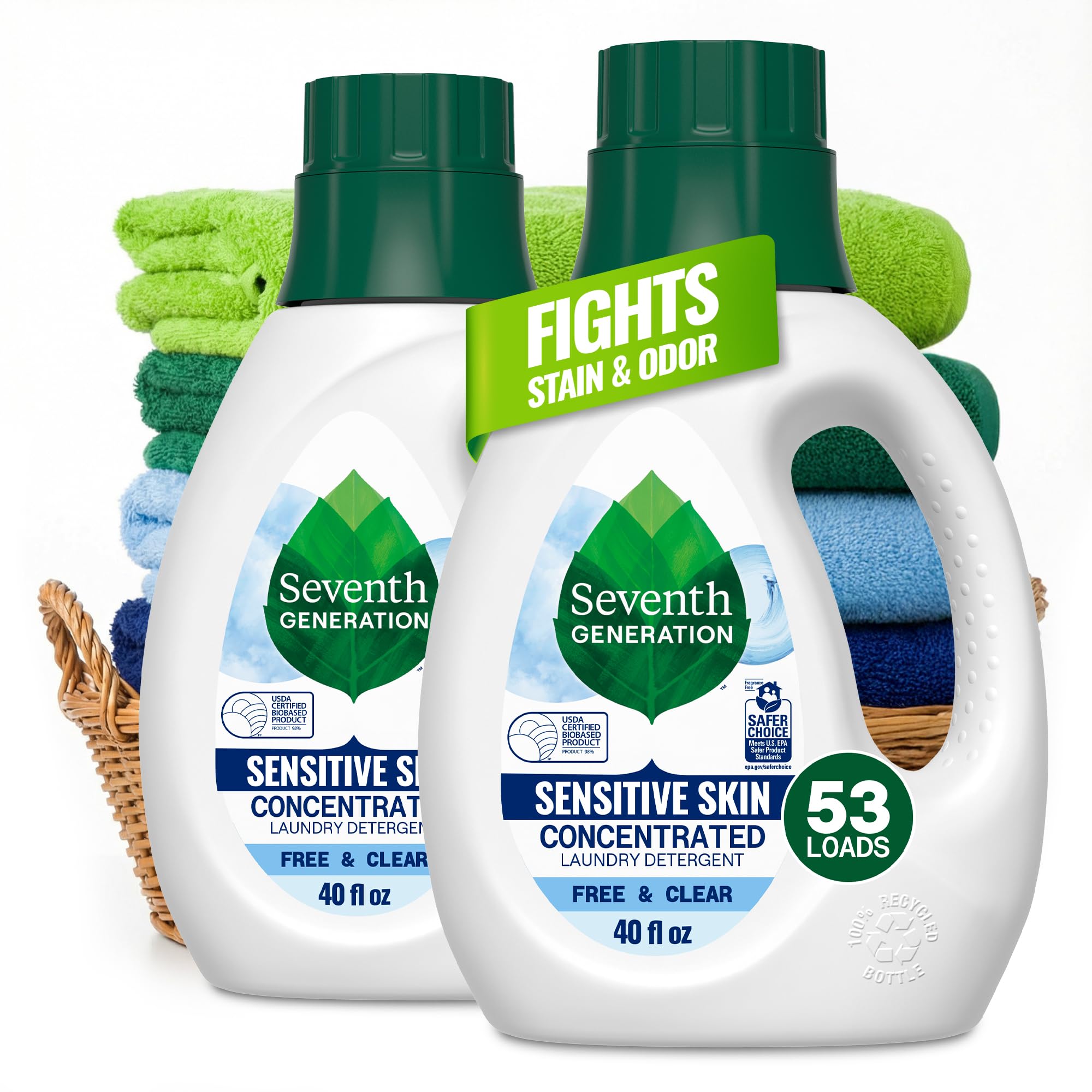 Seventh Generation Concentrated Laundry Detergent Liquid Free & Clear Fragrance Free 40 oz