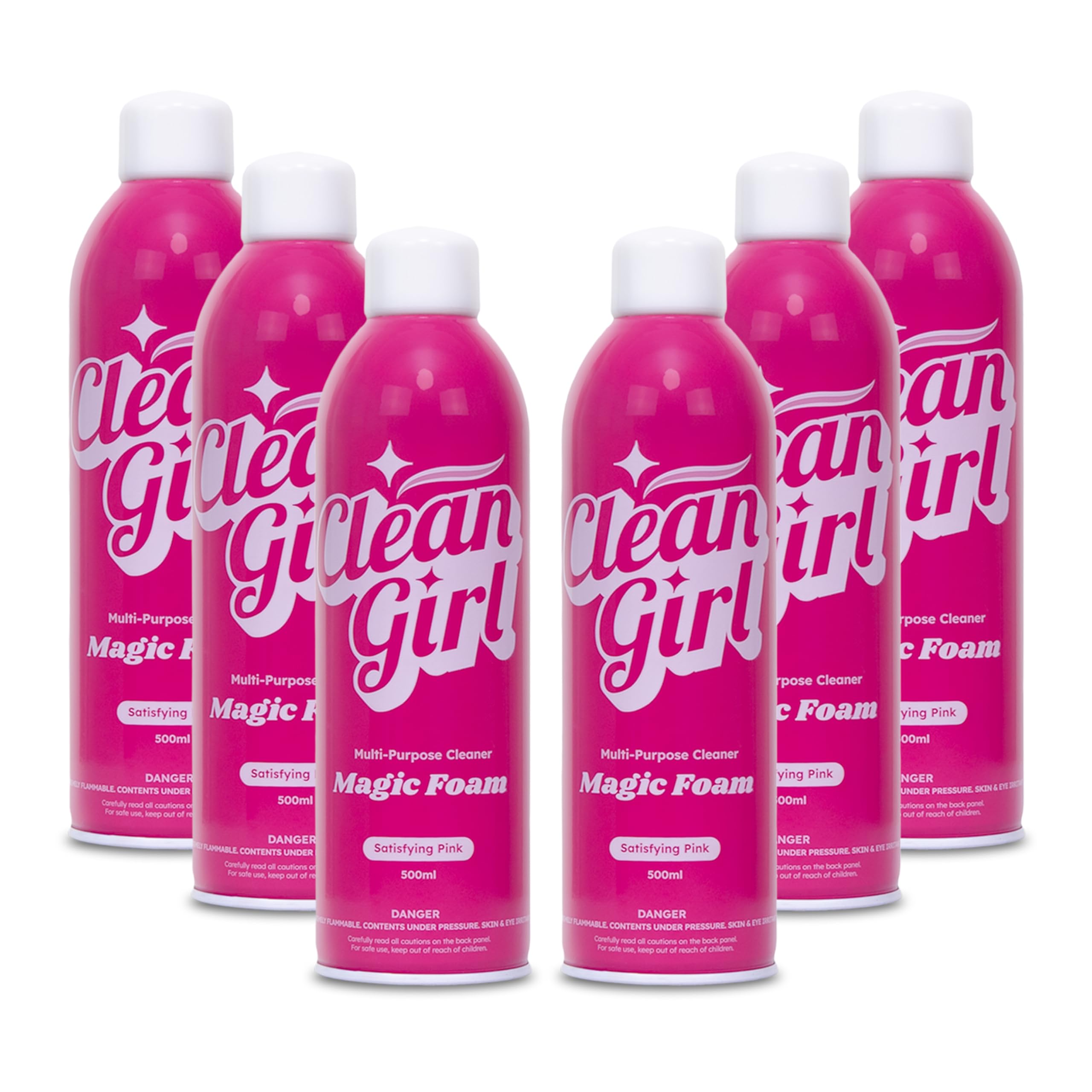Clean Girl Magic Foam Multi Purpose Cleaner Spray, Pink Foam Bathroom Cleaner, Kitchen Degreaser, Shower Cleaner, Tile, Sink, Glass, Countertop & Floor Cleaning Spray, Grease + Grime Remover 500ml