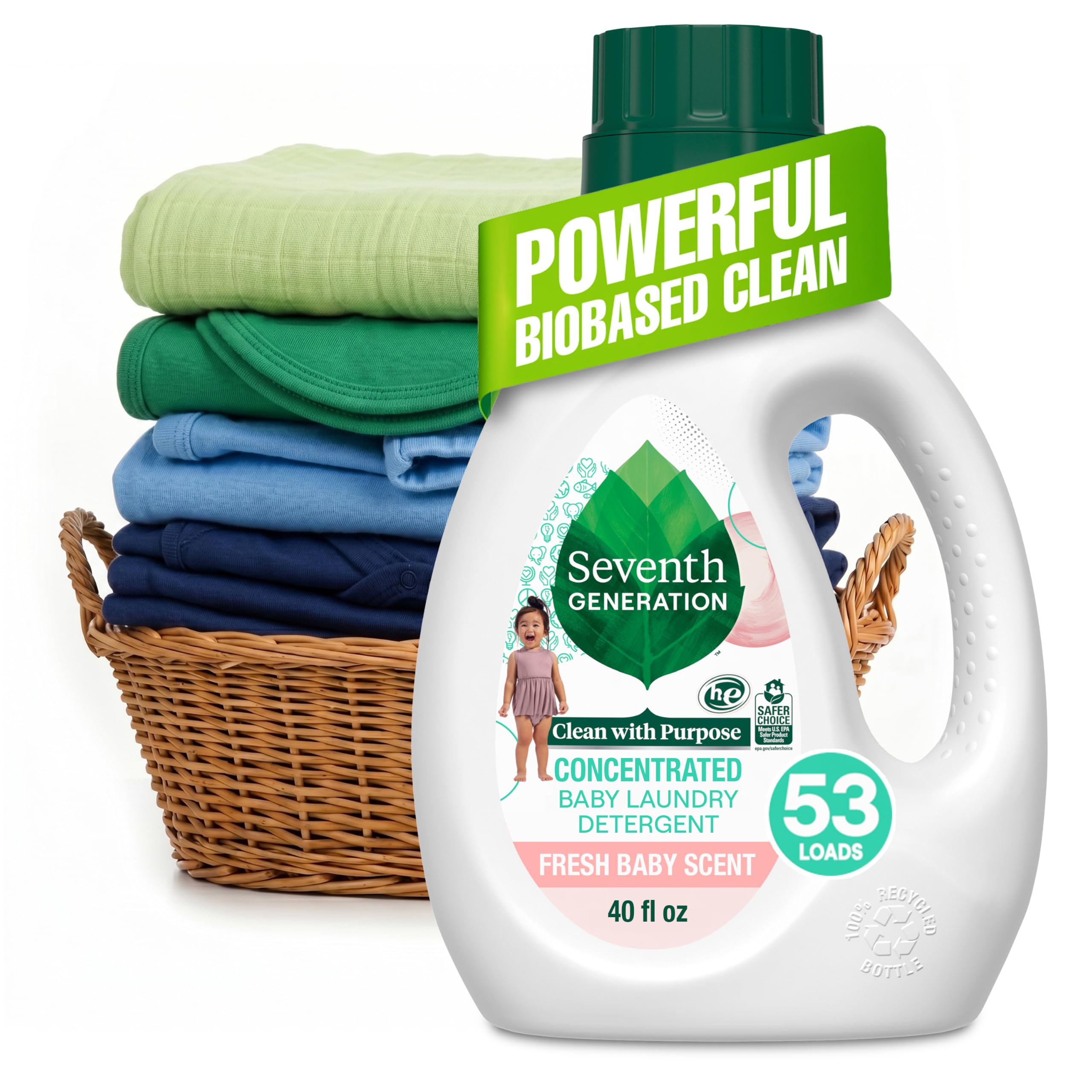 Seventh Generation Concentrated Laundry Detergent Liquid Free & Clear Fragrance Free 40 oz