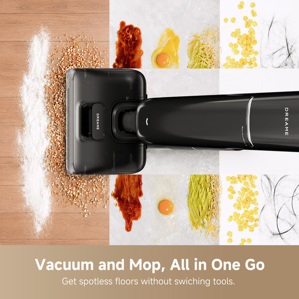 DREAME Aero Series Wet Dry Vacuum Mop, 3.88in Ultra-Slim, 0 Hair Tangle for Pet Owners, Auto Self-Cleaning Hard Floor Cleaning Machine, Powerful Suction Vacuum and Mop