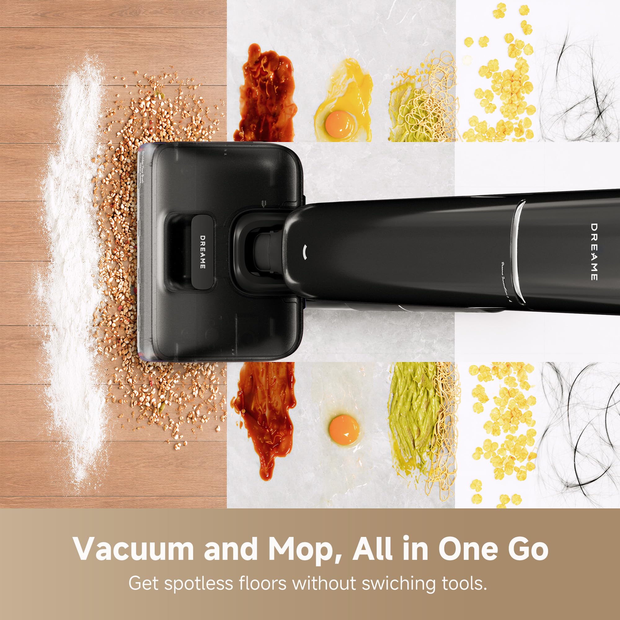 DREAME Aero Series Wet Dry Vacuum Mop, 3.88in Ultra-Slim, 0 Hair Tangle for Pet Owners, Auto Self-Cleaning Hard Floor Cleaning Machine, Powerful Suction Vacuum and Mop
