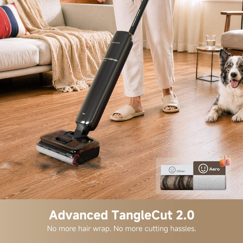 DREAME Aero Series Wet Dry Vacuum Mop, 3.88in Ultra-Slim, 0 Hair Tangle for Pet Owners, Auto Self-Cleaning Hard Floor Cleaning Machine, Powerful Suction Vacuum and Mop