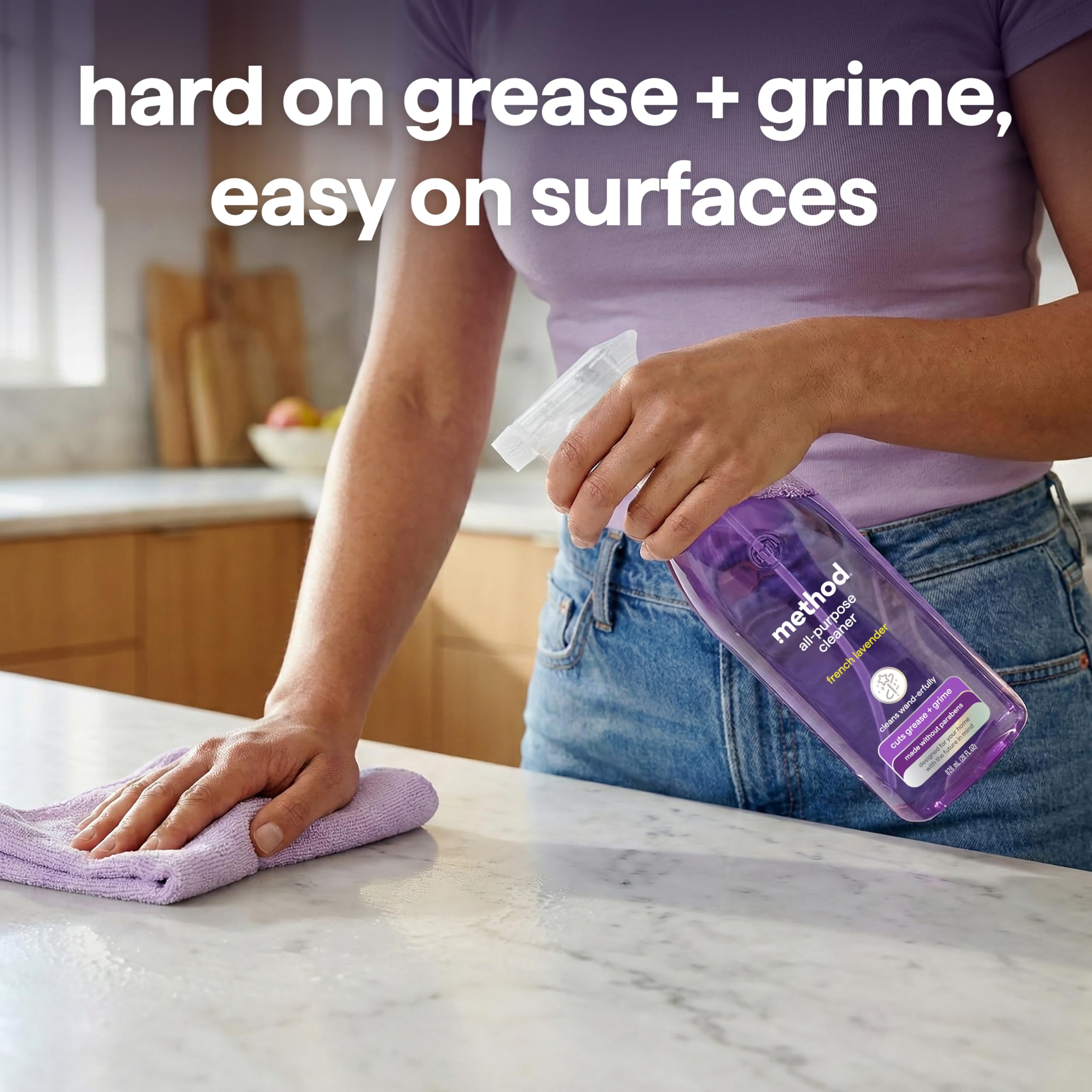 method All-Purpose Cleaner Refill, French Lavender - Cuts Grease & Grime on Counters, Glass, Sealed Wood & Floors, for Kitchen & Bathroom, 68 fl oz, 6 pack