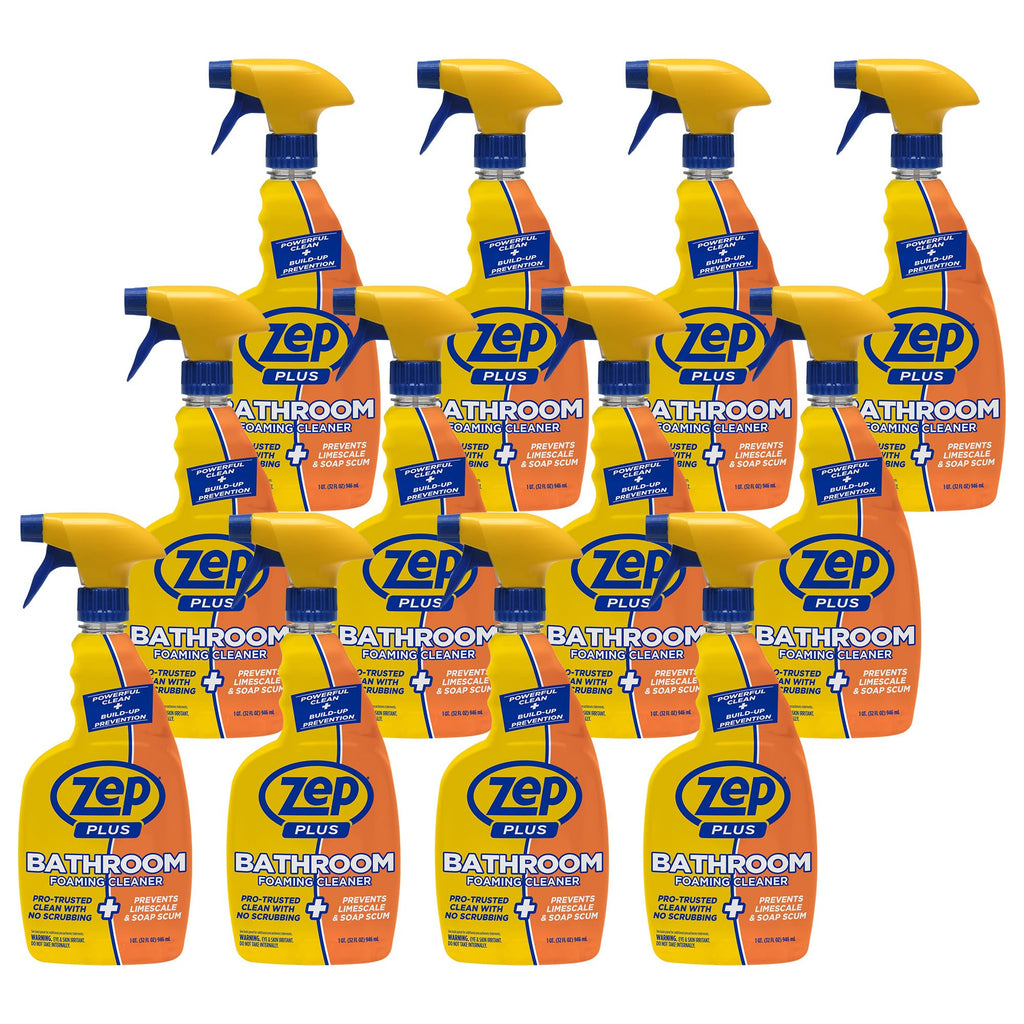 Zep Plus Bathroom Foaming Cleaner (Case of 12) - R54012 - Keep Your Bathroom Clean + Protect From Future Soap Scum Buildup