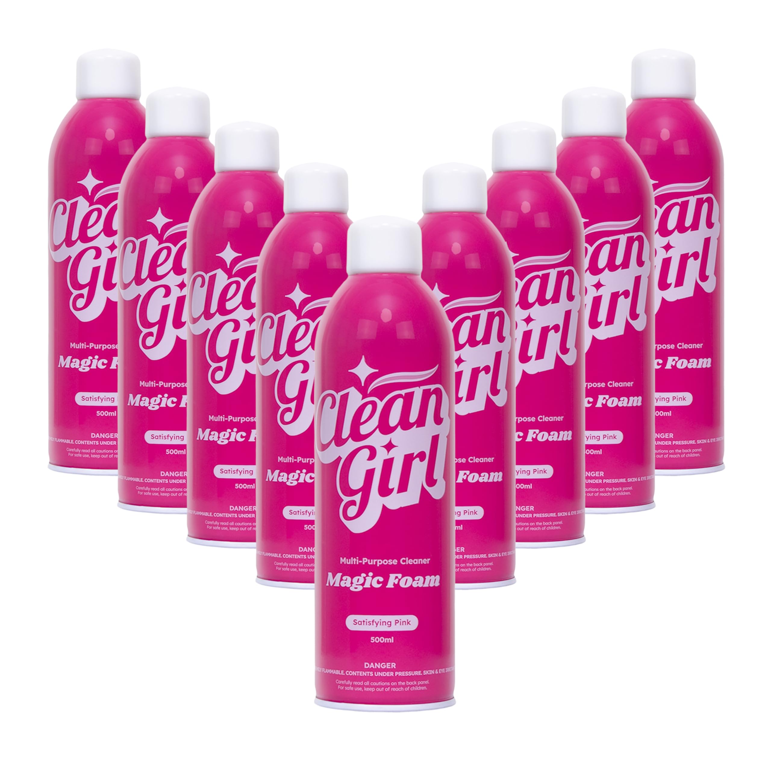 Clean Girl Magic Foam Multi Purpose Cleaner Spray, Pink Foam Bathroom Cleaner, Kitchen Degreaser, Shower Cleaner, Tile, Sink, Glass, Countertop & Floor Cleaning Spray, Grease + Grime Remover 500ml