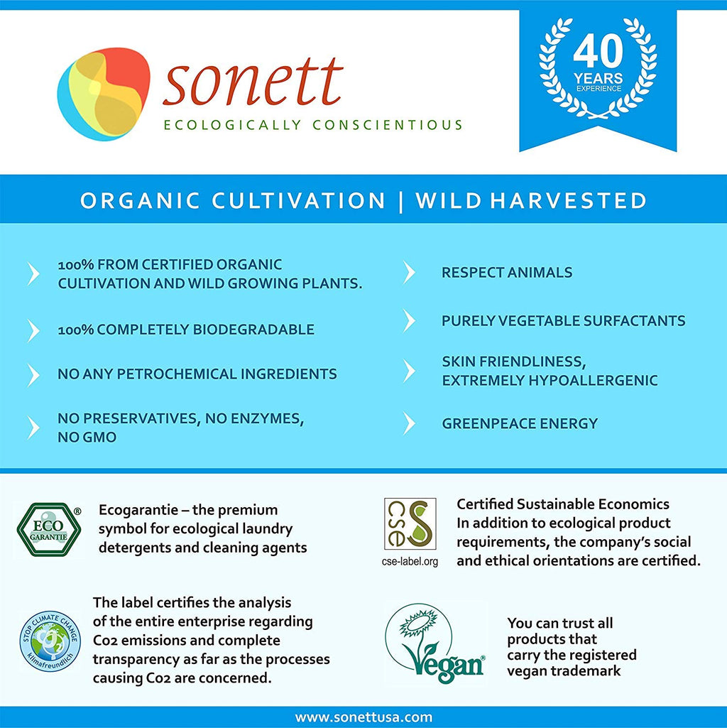 Sonett Organic Dishwashing Liquid Organic 100% Biodegradable Lemon, 10 Fl.Oz & 34 Fl.Oz (1 Count)