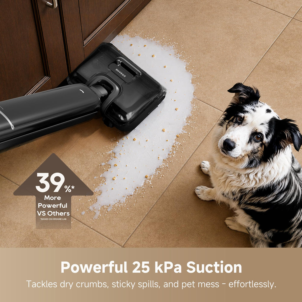 DREAME Aero Series Wet Dry Vacuum Mop, 3.88in Ultra-Slim, 0 Hair Tangle for Pet Owners, Auto Self-Cleaning Hard Floor Cleaning Machine, Powerful Suction Vacuum and Mop