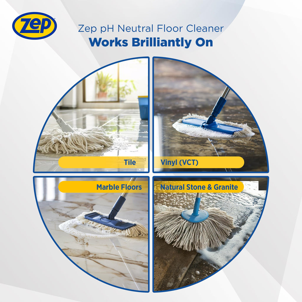 Zep Neutral pH Industrial Floor Cleaner - ZUNEUT128 - Concentrated Pro Trusted All-Purpose Floor Cleaner